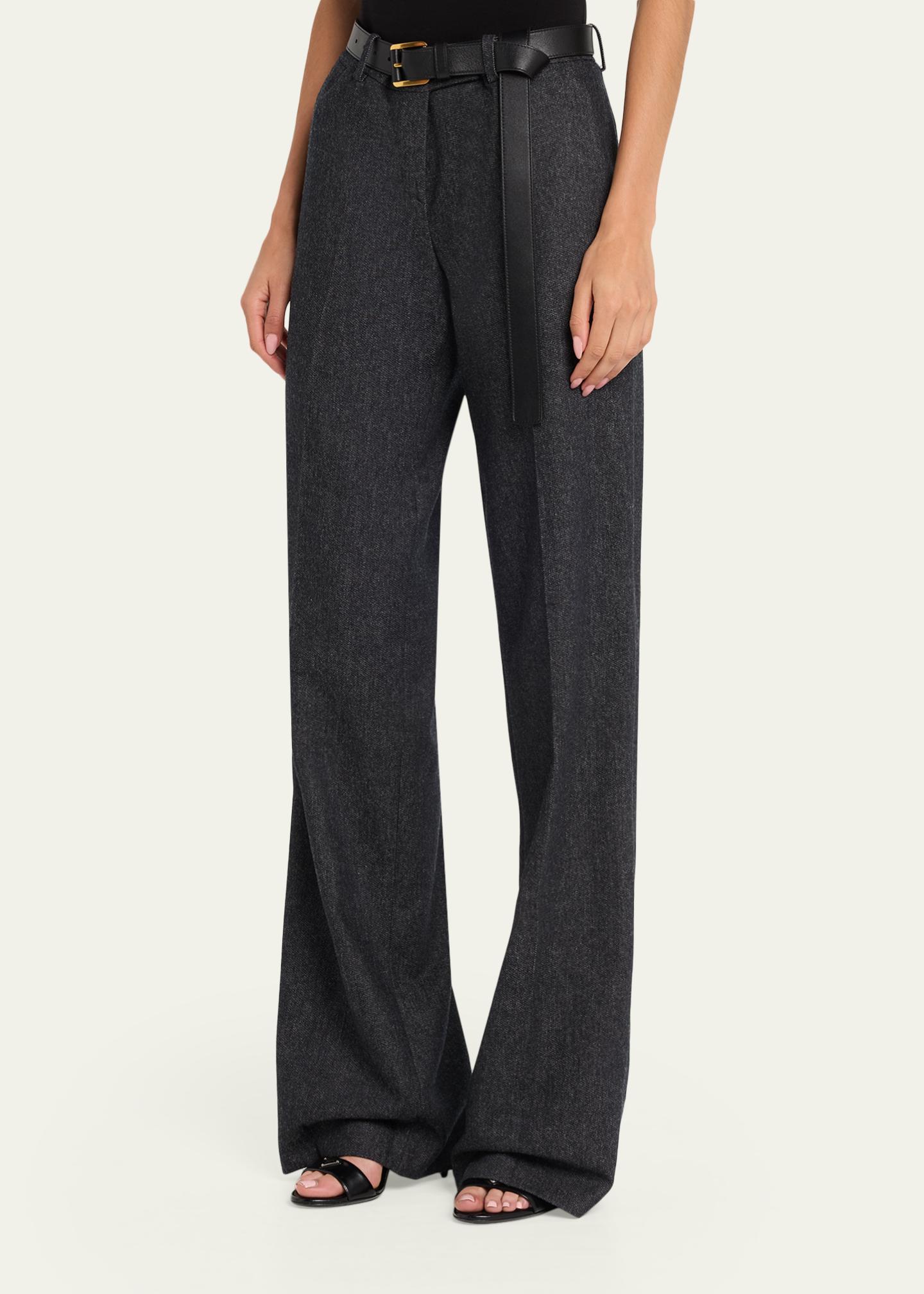Michael Kors Collection Camilla Wide-Leg Melange Wool Trousers