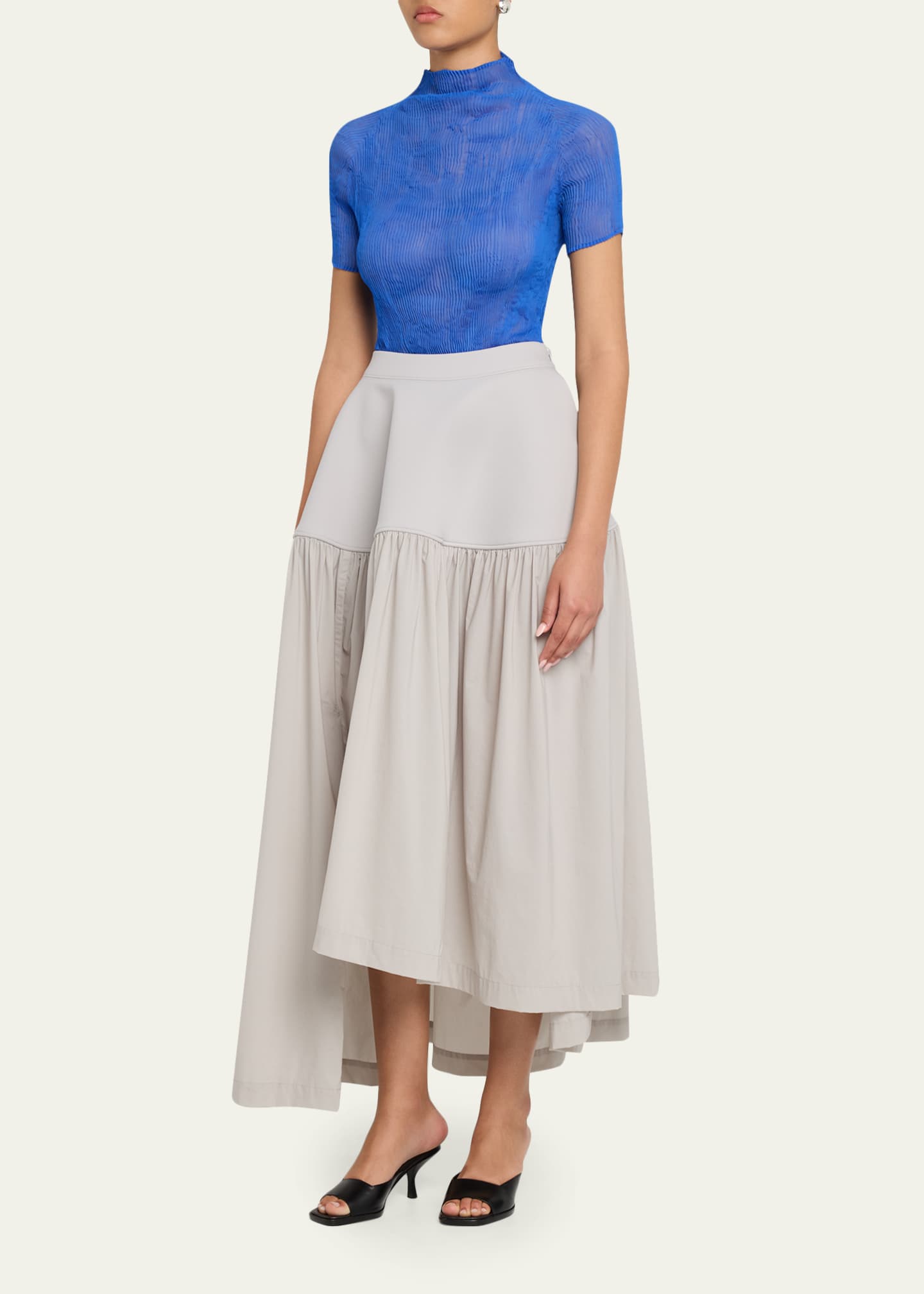 Issey Miyake Twisted Chiffon Plisse Mock-Neck Top - Bergdorf Goodman