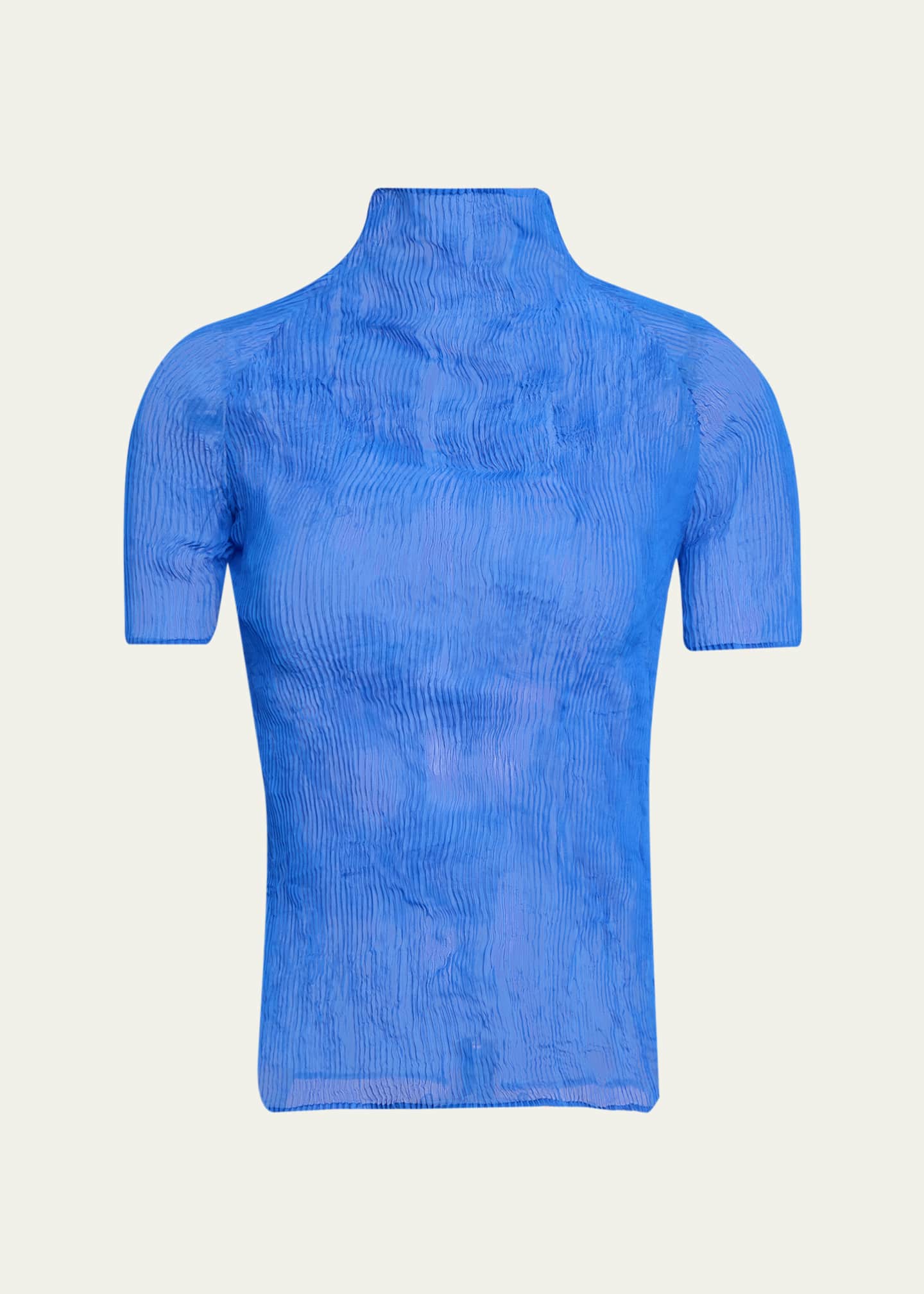Issey Miyake Twisted Chiffon Plisse Mock-Neck Top - Bergdorf Goodman