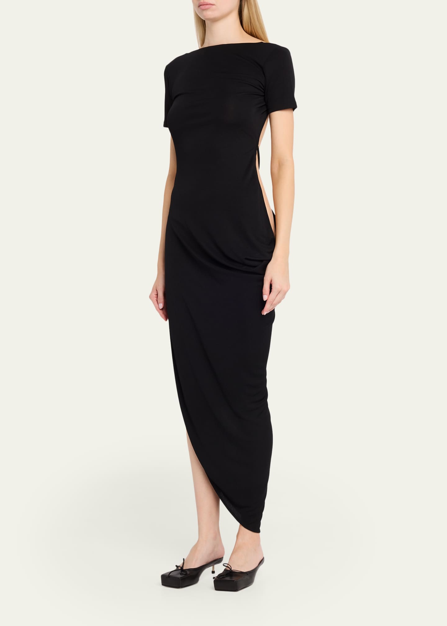 jacquemus asymmetric dress Jacquemus The Sole Draped Asymmetric Dress