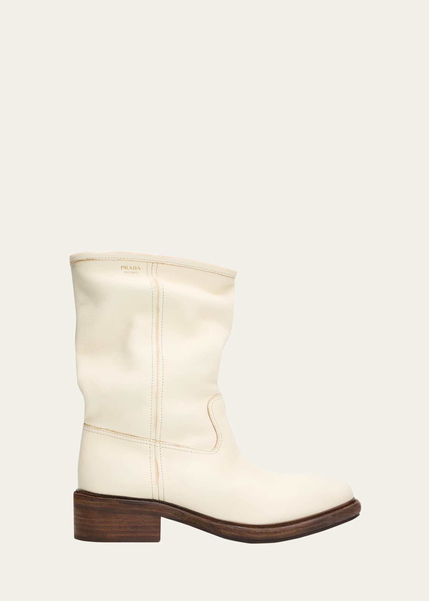 Prada 45mm Vintage-Effect Leather Mid-Calf Boots - Bergdorf Goodman