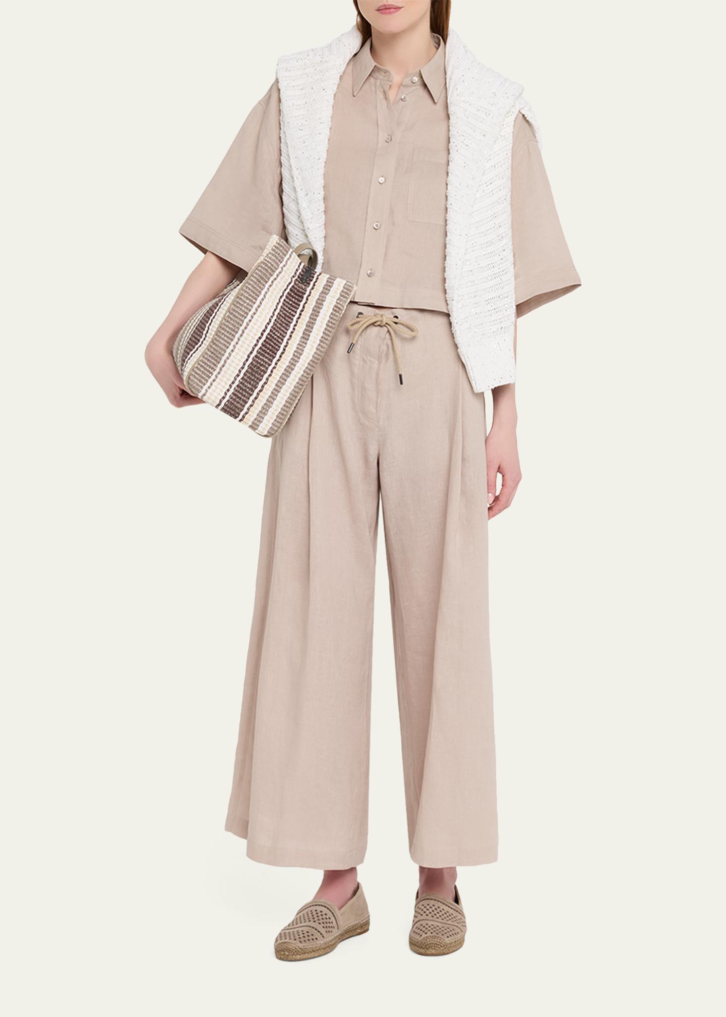 Brunello Cucinelli Striped Raffia Tote Bag - Bergdorf Goodman