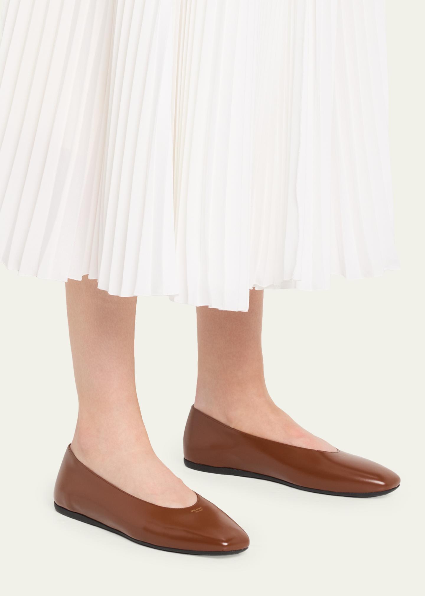 Prada Brushed Leather Ballerina Flats - Bergdorf Goodman