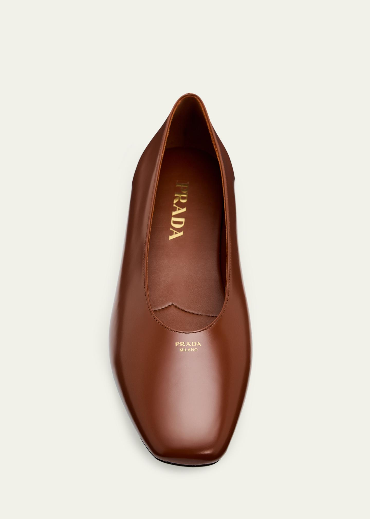 Prada Brushed Leather Ballerina Flats - Bergdorf Goodman