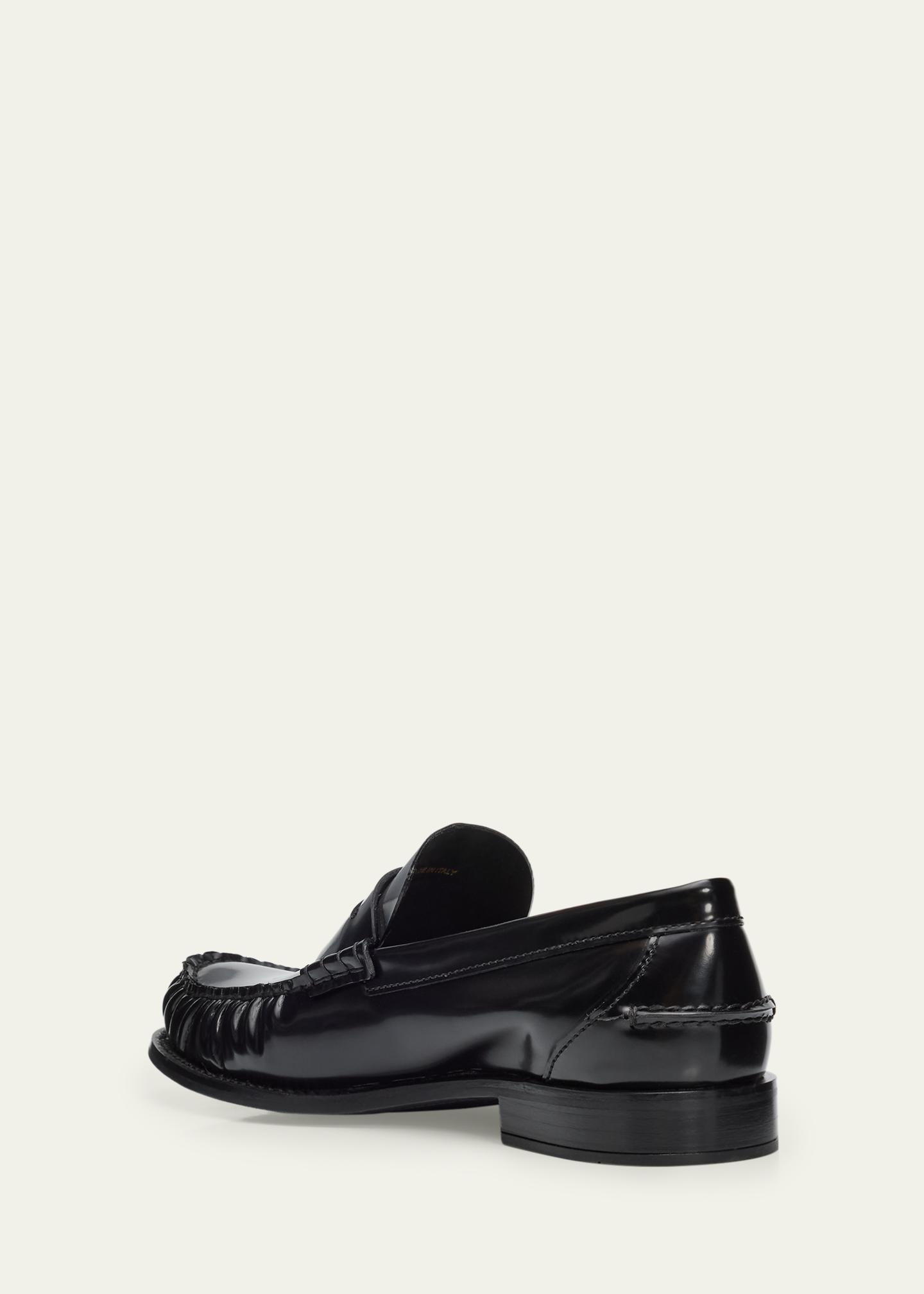 Prada 20mm Leather Moc-Toe Penny Loafers - Bergdorf Goodman