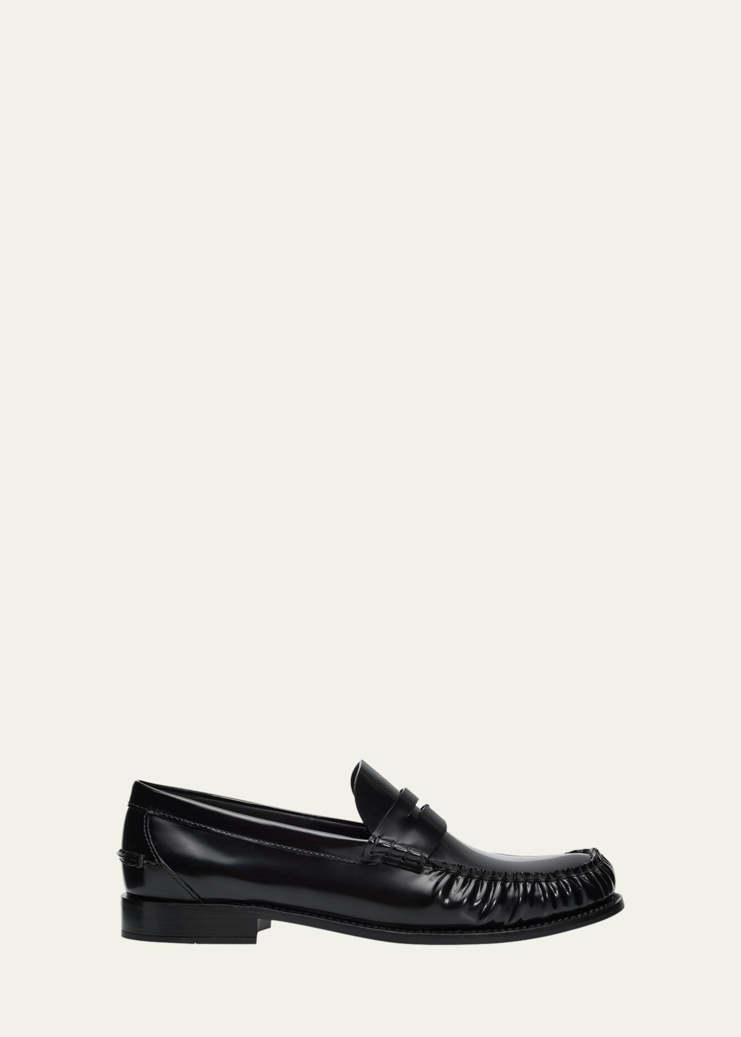 Prada 20mm Leather Moc-Toe Penny Loafers - Bergdorf Goodman