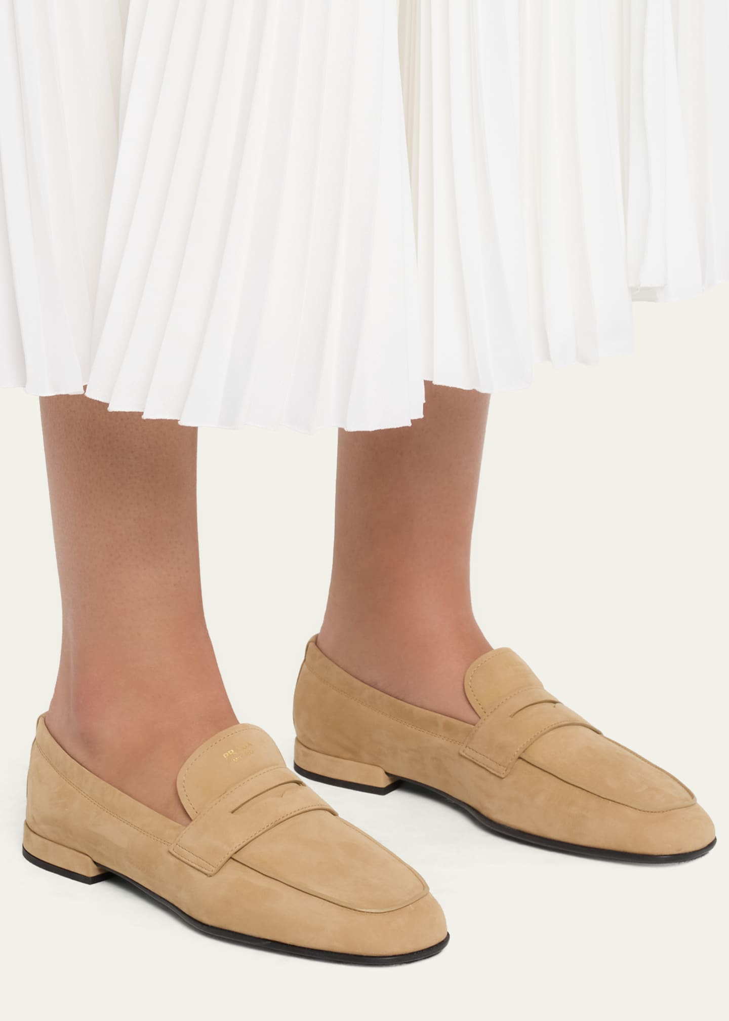 Prada Shuffle Nubuck Leather Penny Loafers - Bergdorf Goodman