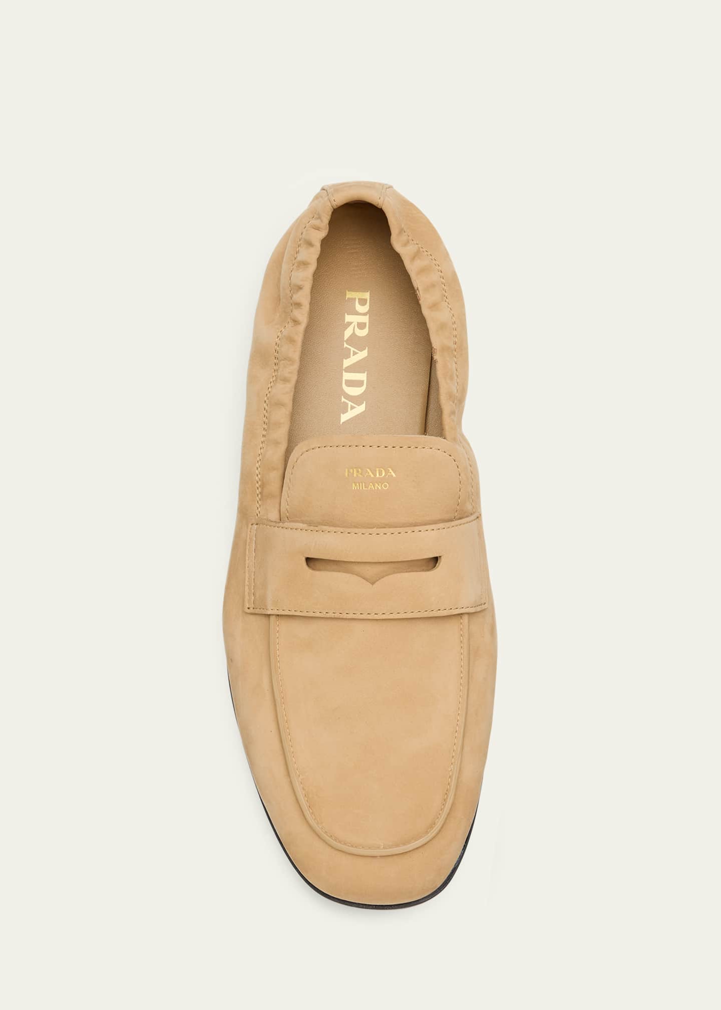Prada Shuffle Nubuck Leather Penny Loafers - Bergdorf Goodman