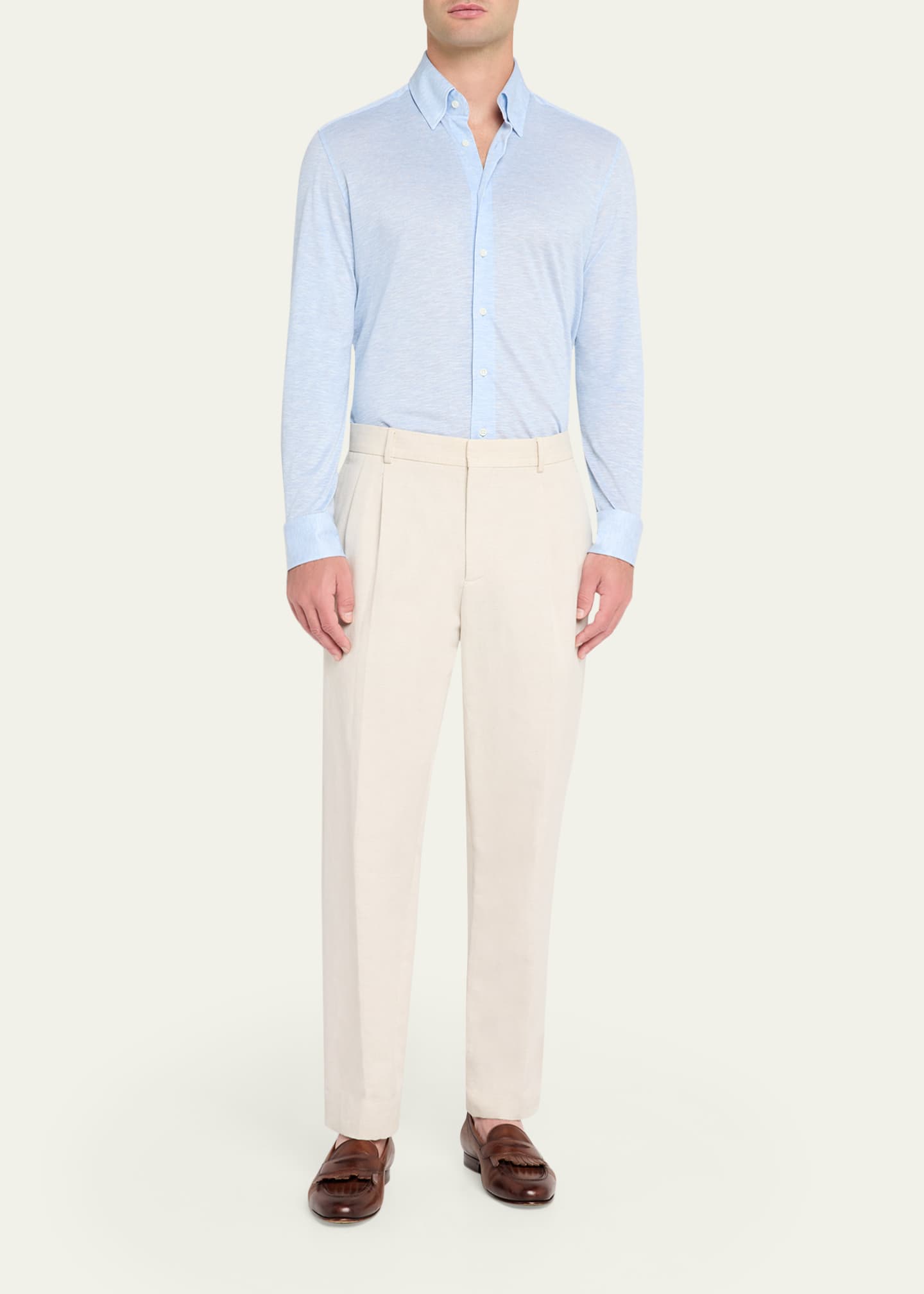 mens jersey dress shirt Bergdorf Goodman Men's Cotton Pique Jersey Dress Shirt, Blue, Men's, X-Large, Shirts Tops Formal & Evening Dress Shirts