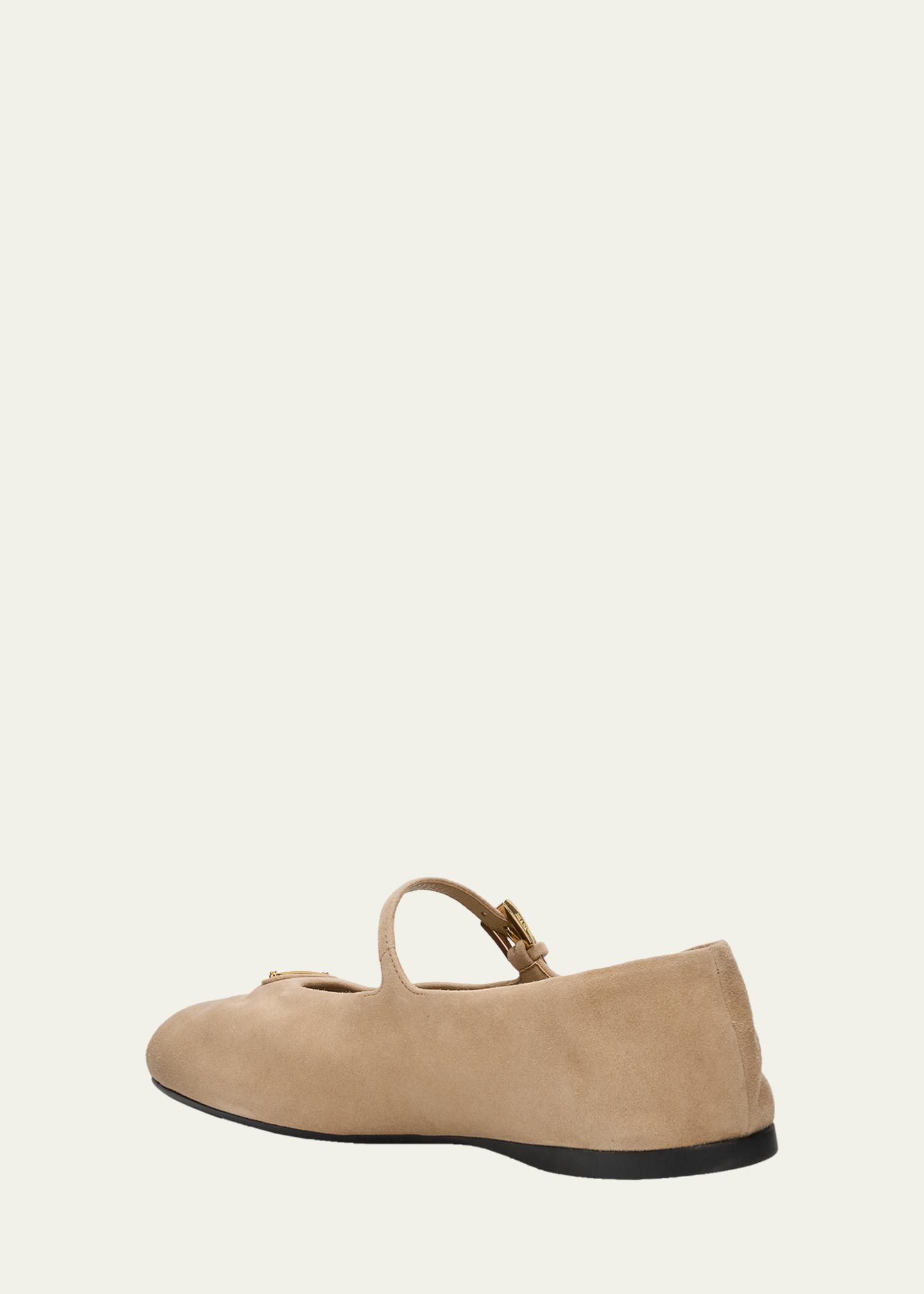 Prada Suede Mary Jane Ballerina Flats - Bergdorf Goodman