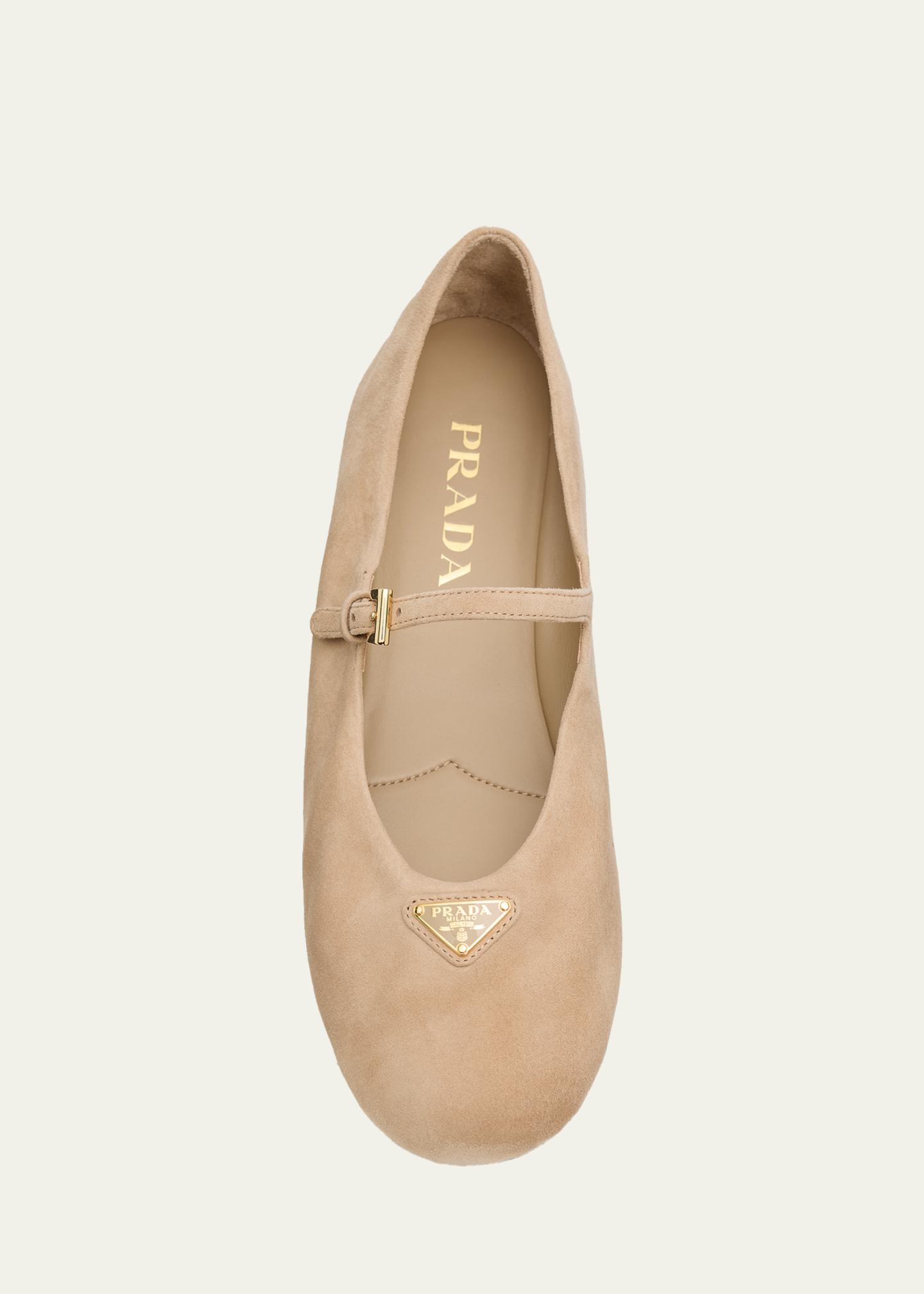 Prada Suede Mary Jane Ballerina Flats - Bergdorf Goodman