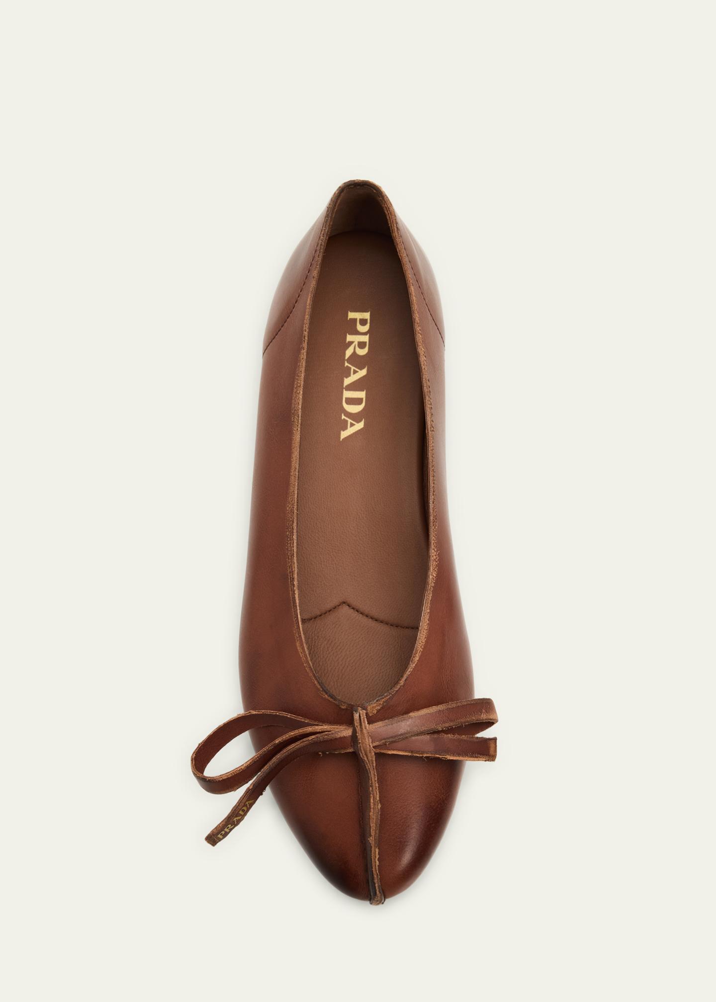Prada Antiqued Leather Ballerina Flats - Bergdorf Goodman