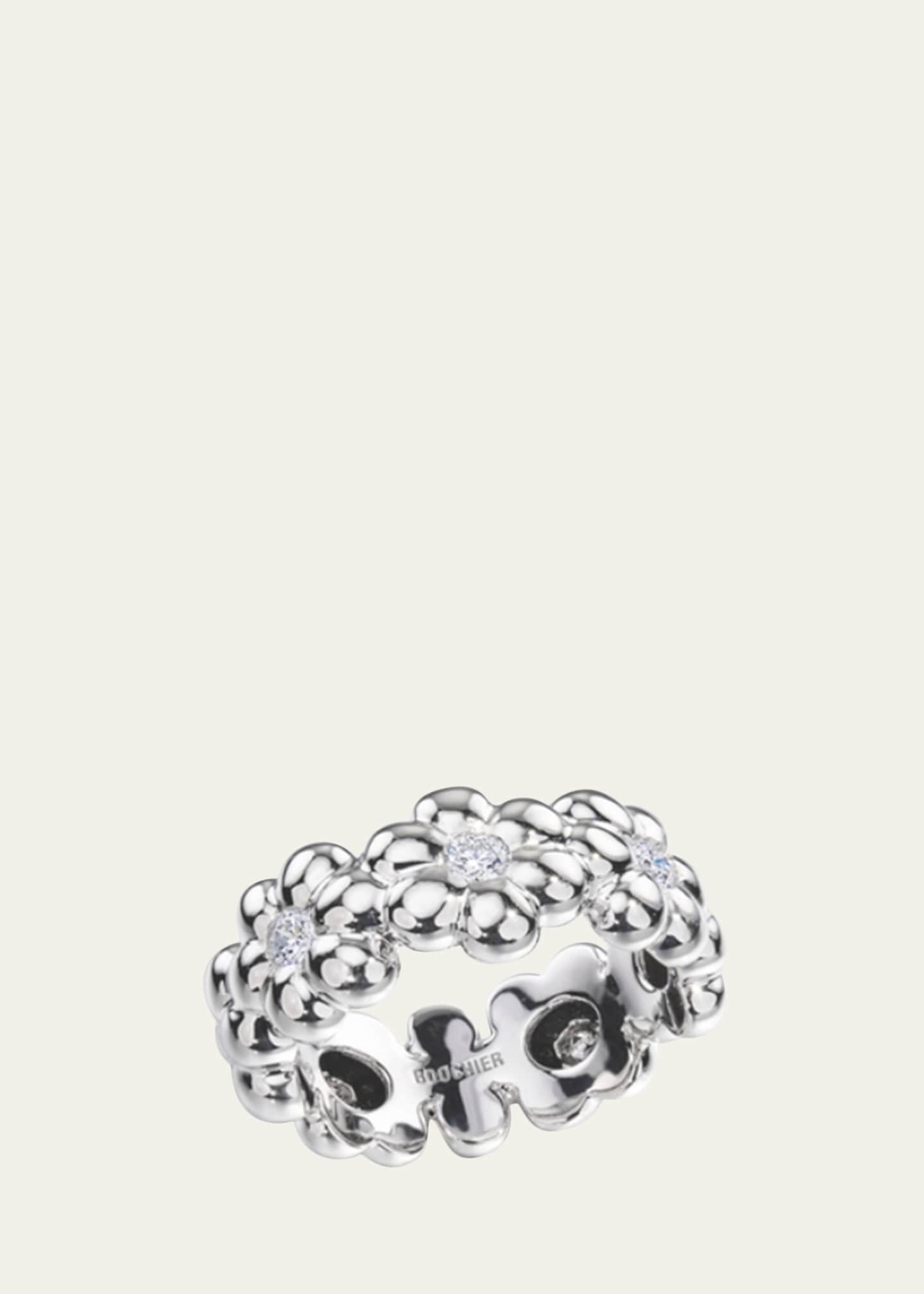 ohga⭐︎ FLOWER PUFF Boochier 18K White Gold Diamond Flower Puff Ring - Bergdorf Goodman