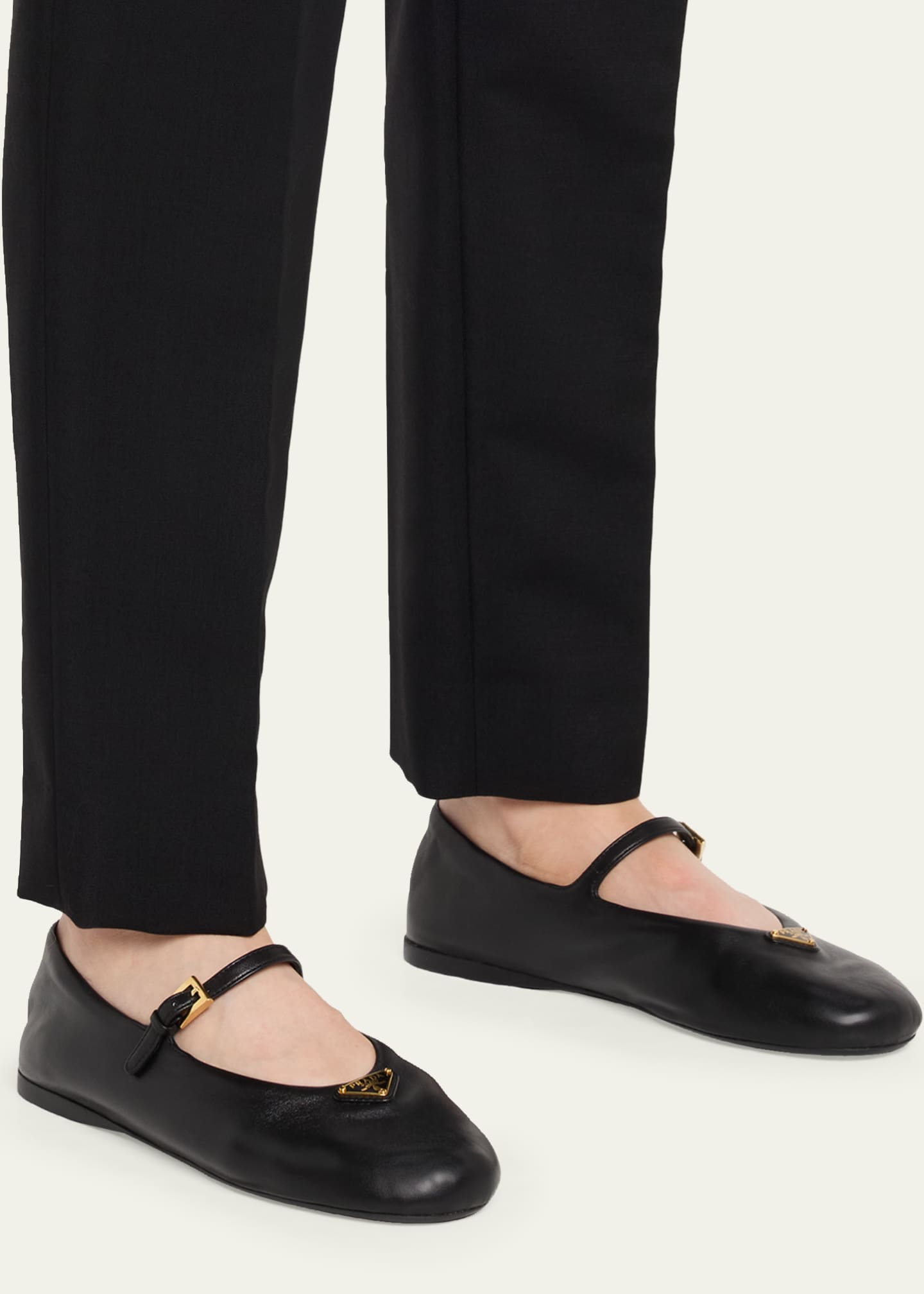 Prada Leather Mary Jane Ballerina Flats - Bergdorf Goodman