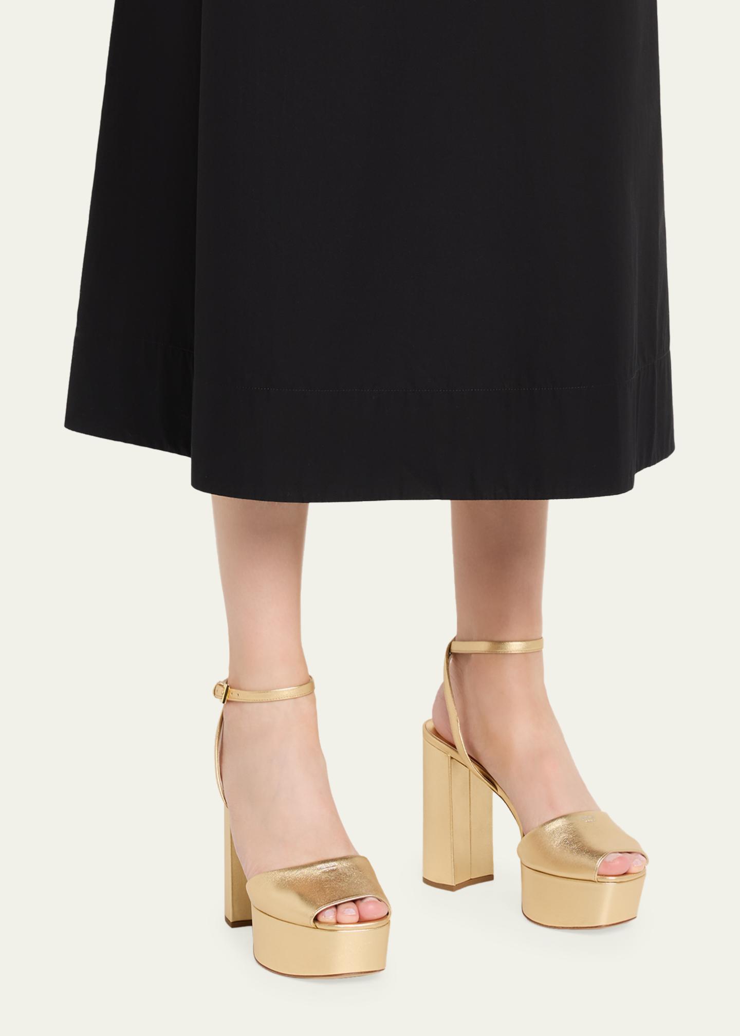 Prada 115mm Metallic Leather Platform Sandals - Bergdorf Goodman