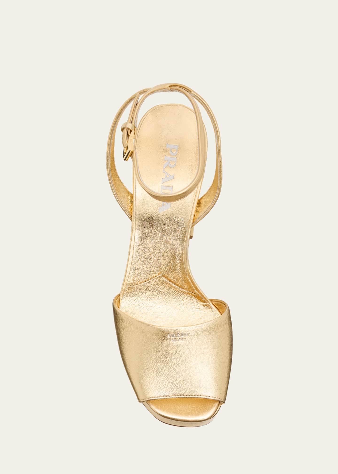 Prada 115mm Metallic Leather Platform Sandals - Bergdorf Goodman