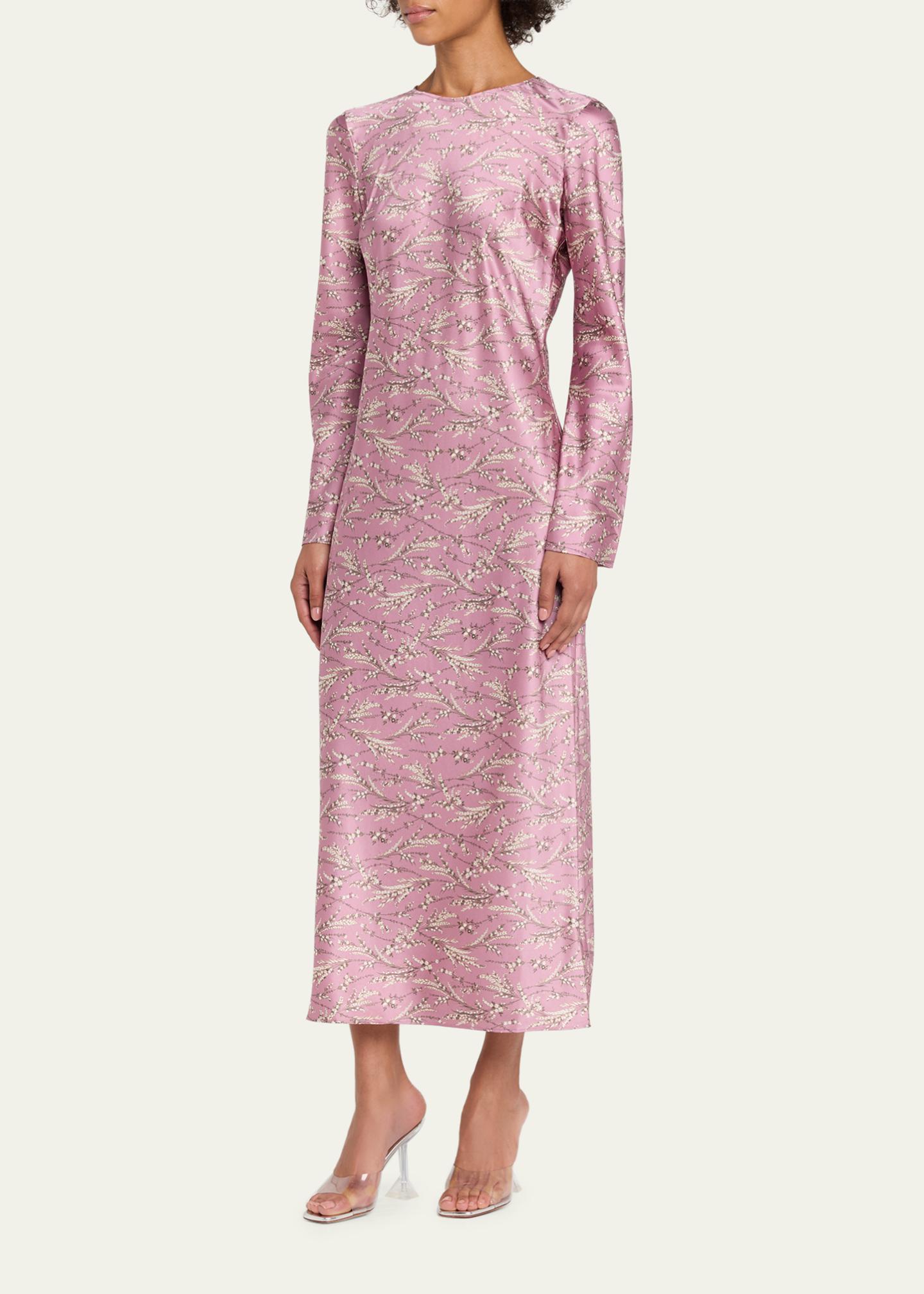 embroidered dress pink Dusty Pink Floral Embroidered Midi Dress - All Dresses