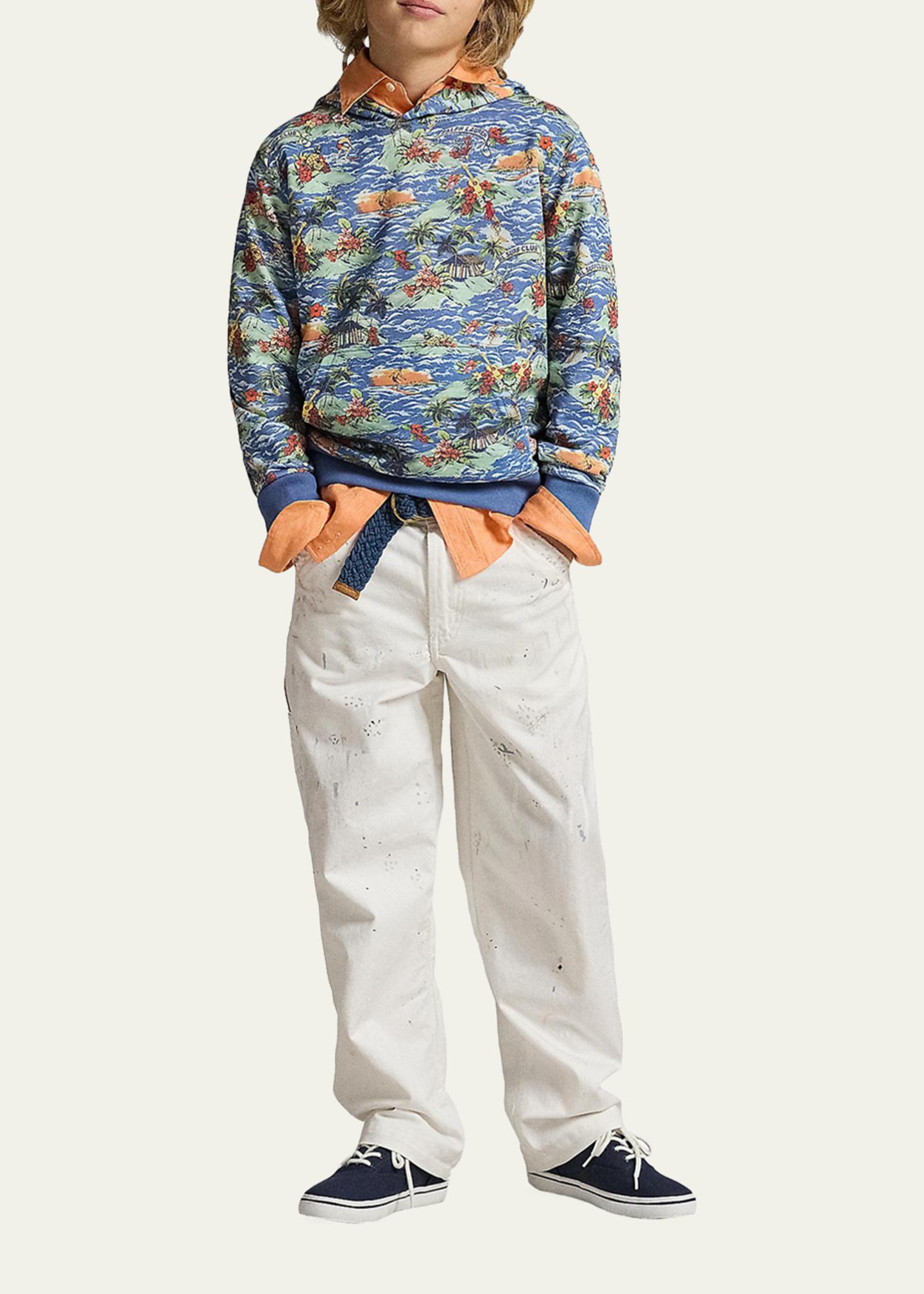 Polo Ralph Lauren Boy's Tropical-Print French Terry Hoodie, S-XL