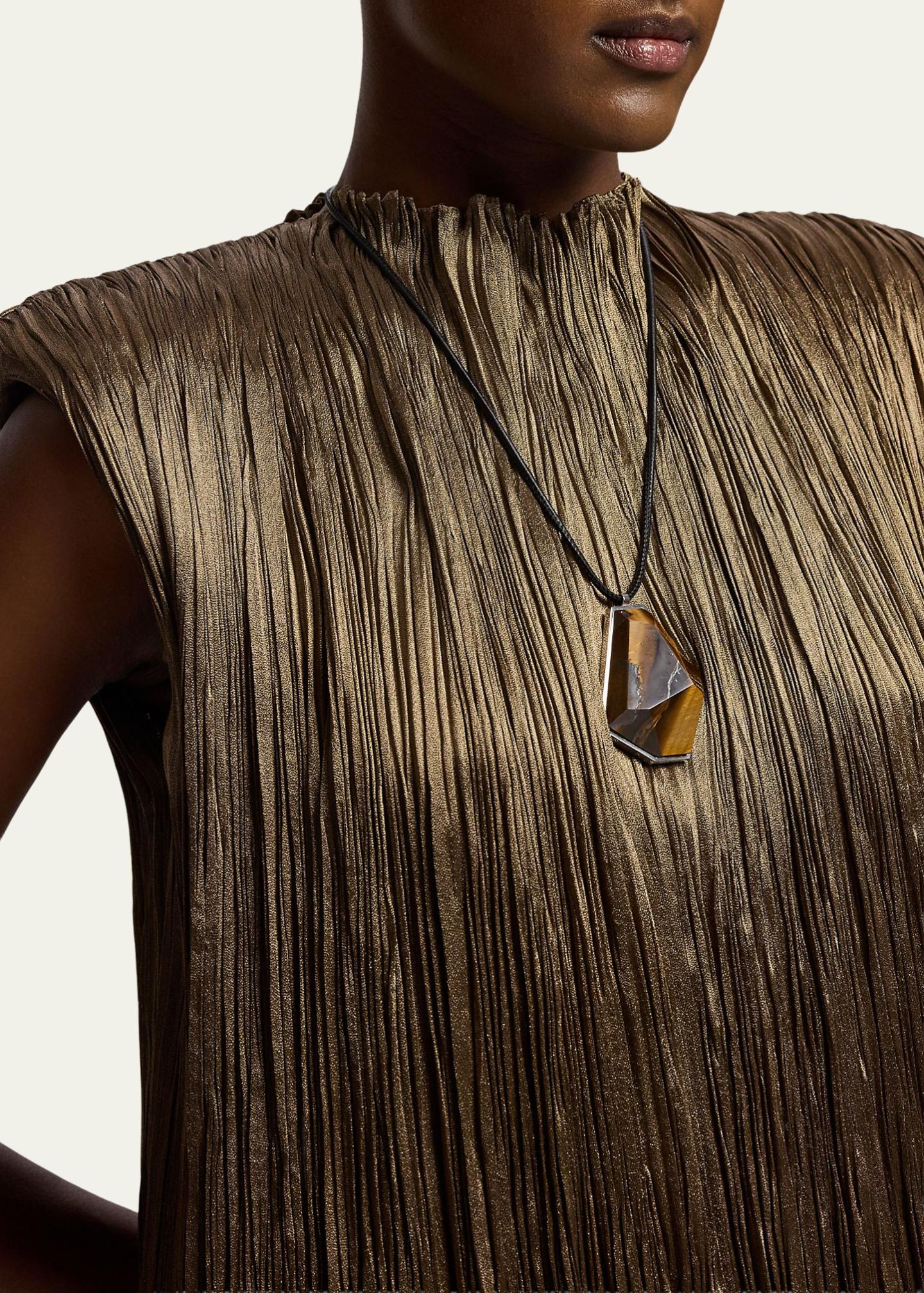 Ralph Lauren Collection Virna Pleated Lamé Cocktail Dress