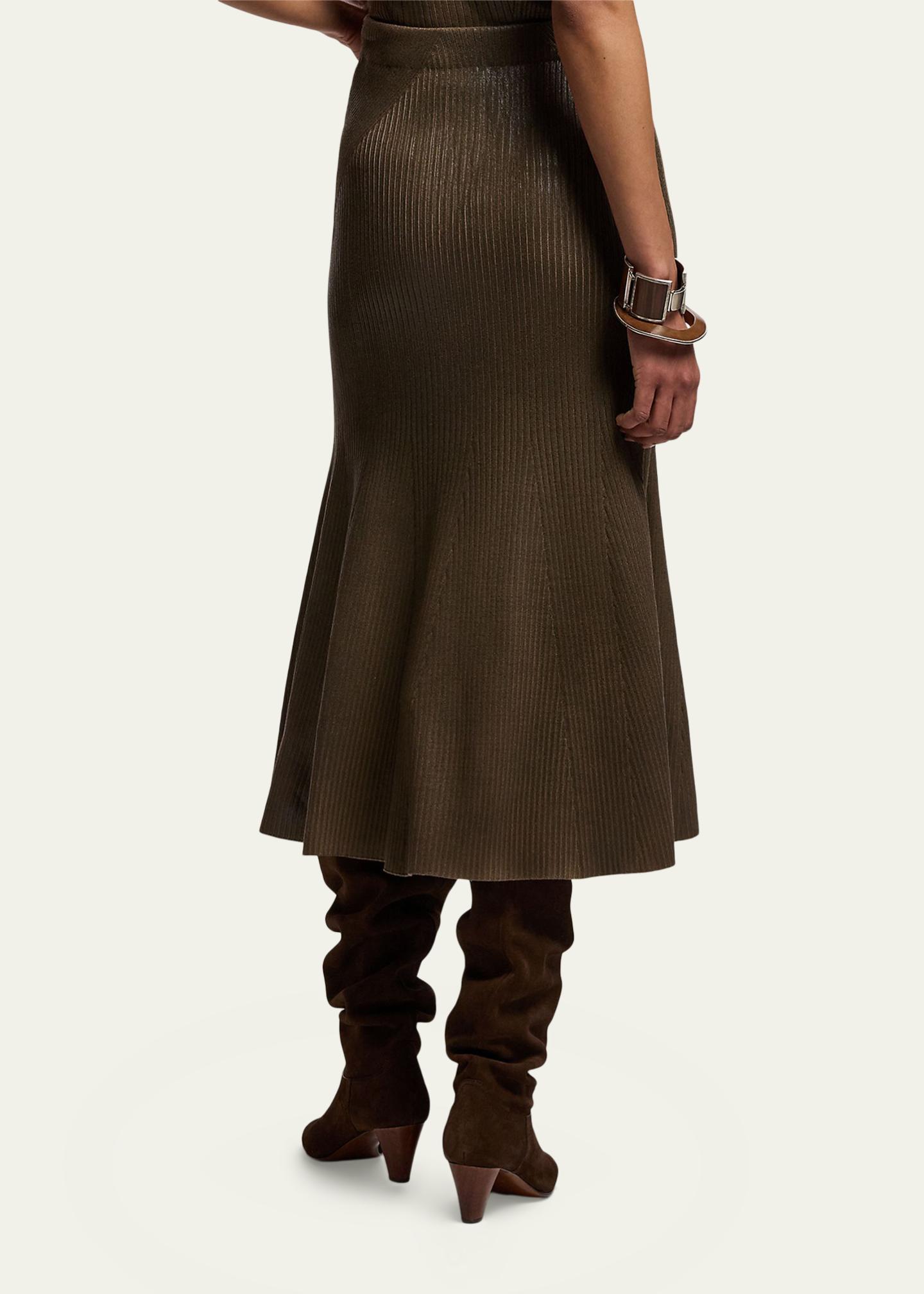 Ralph Lauren Collection Adrianna Foiled Rib-Knit Sweater Skirt ...