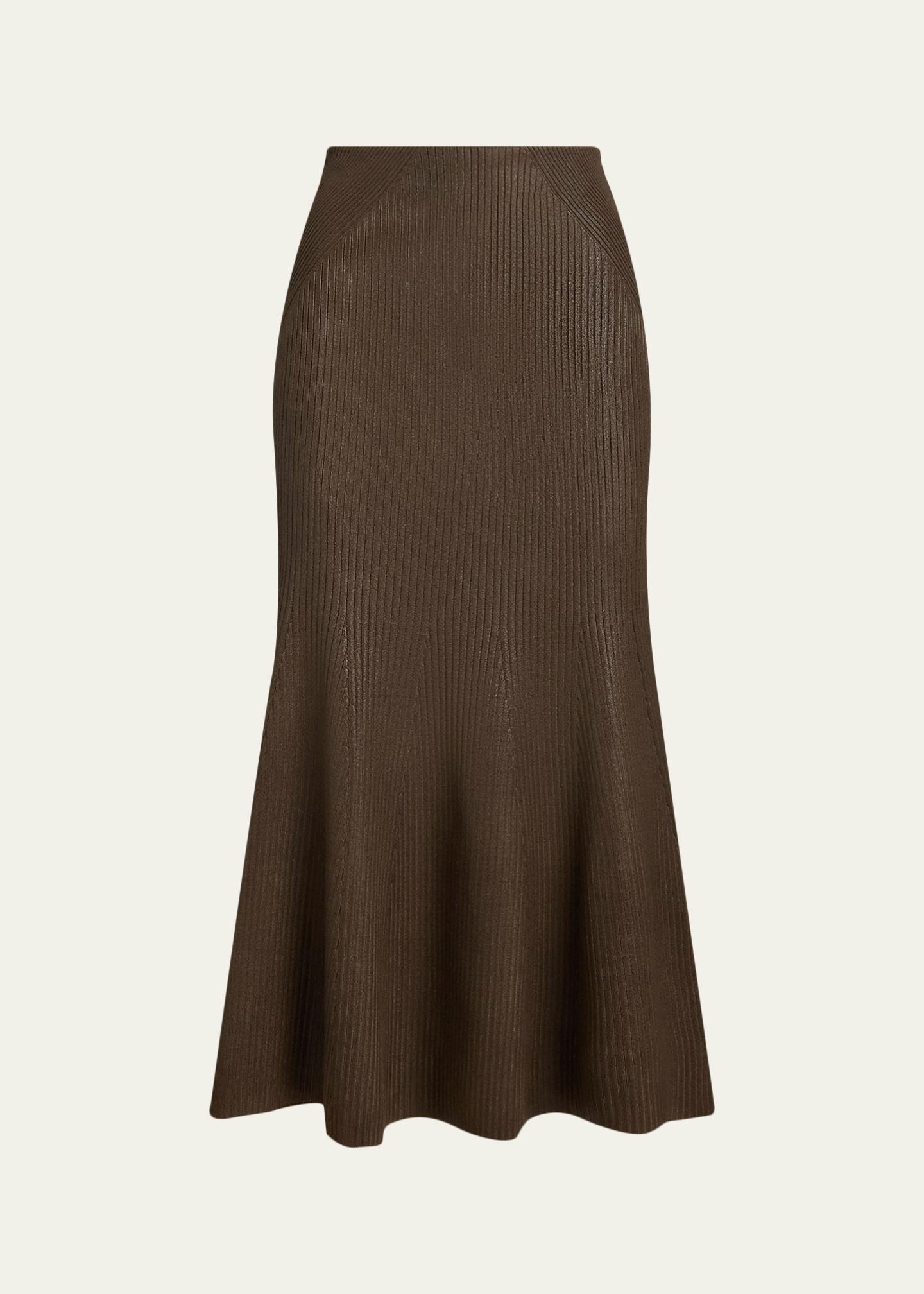 Ralph Lauren Collection Adrianna Foiled Rib-Knit Sweater Skirt ...