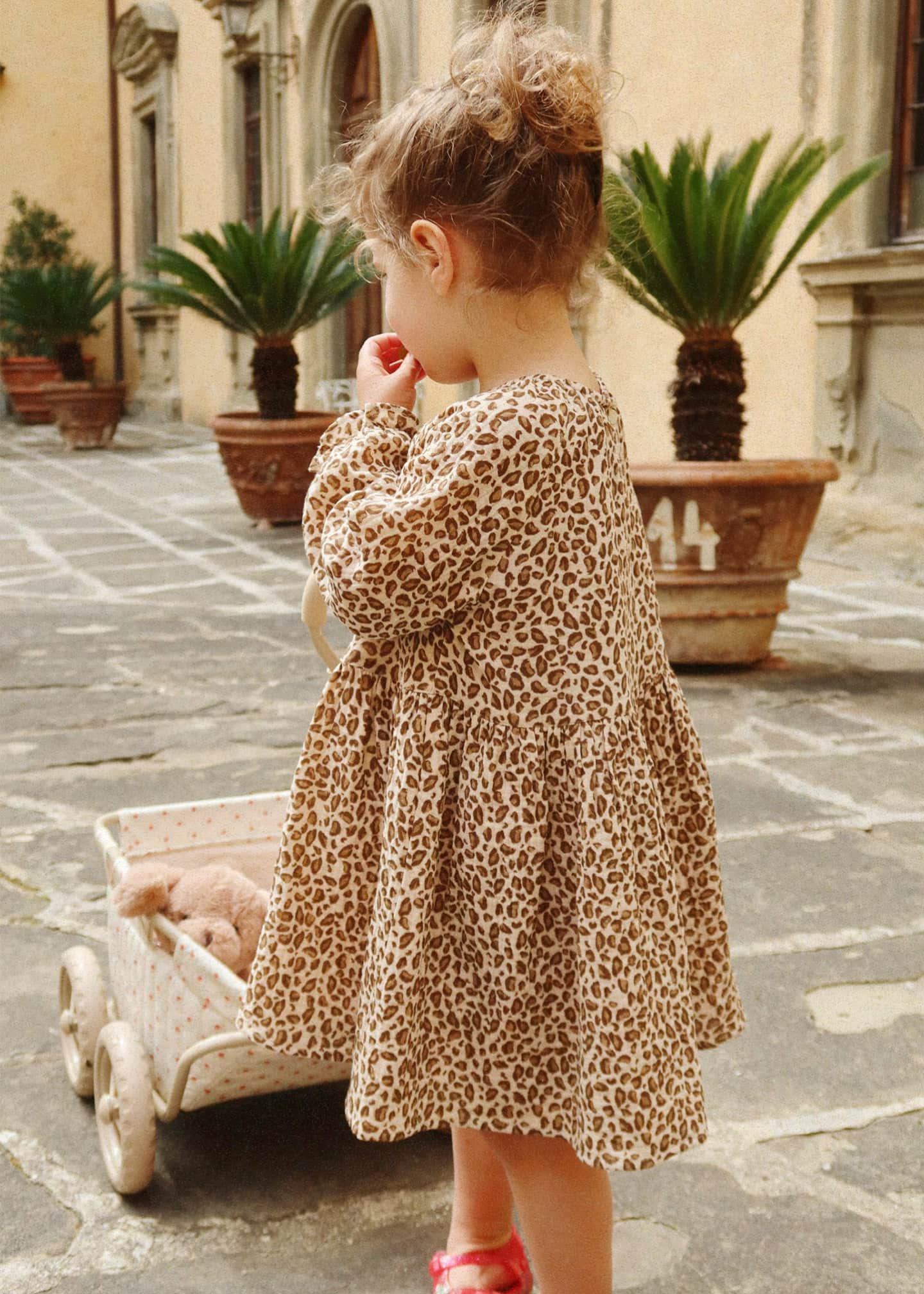 animal print dress for toddler Baby And Toddler Girls Long Sleeve Leopard Print Knit Babydoll Dress -  BROWN