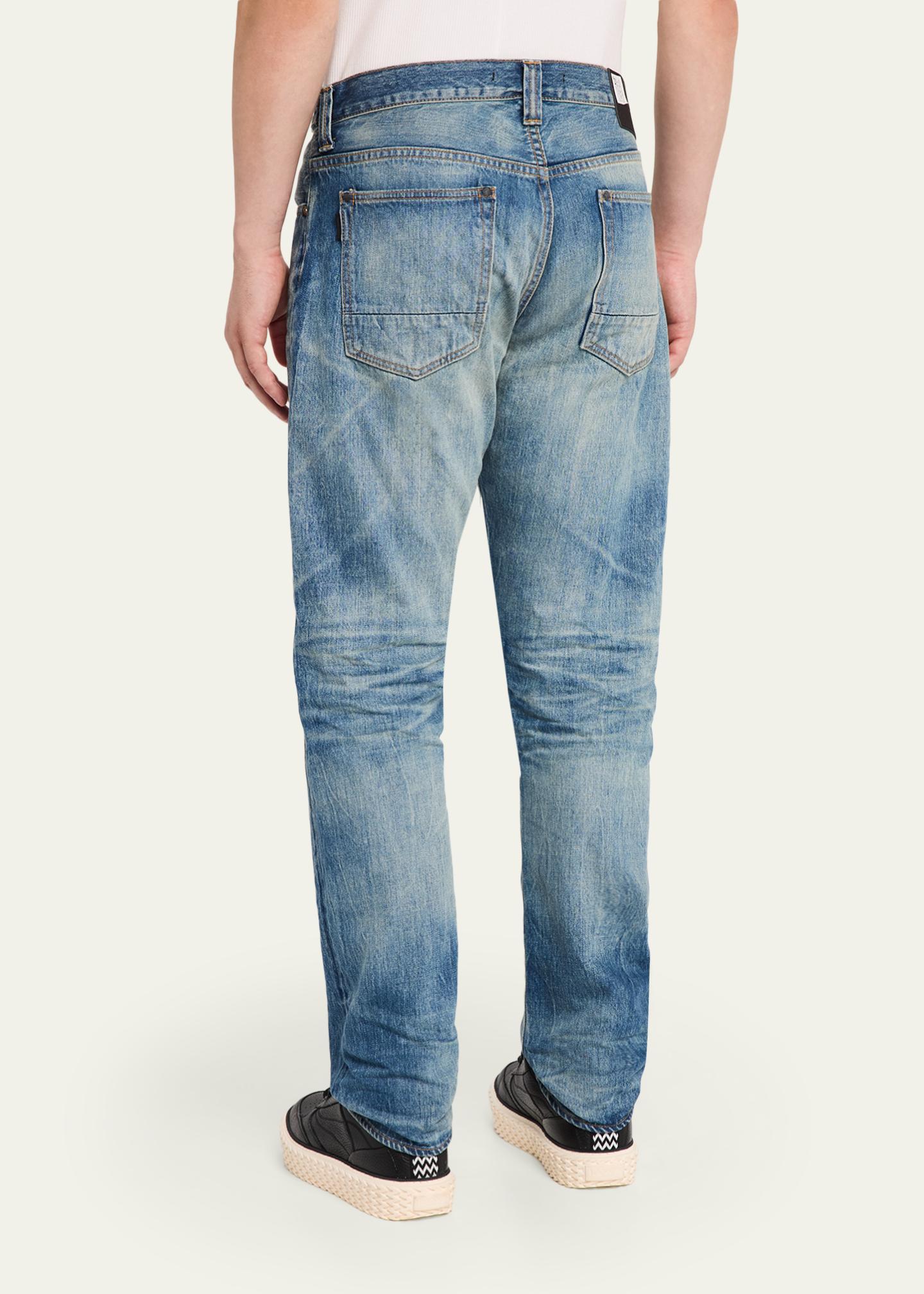 Master Craft Union Men's Waistband-Tab Faded Denim Straight-Leg Jeans ...