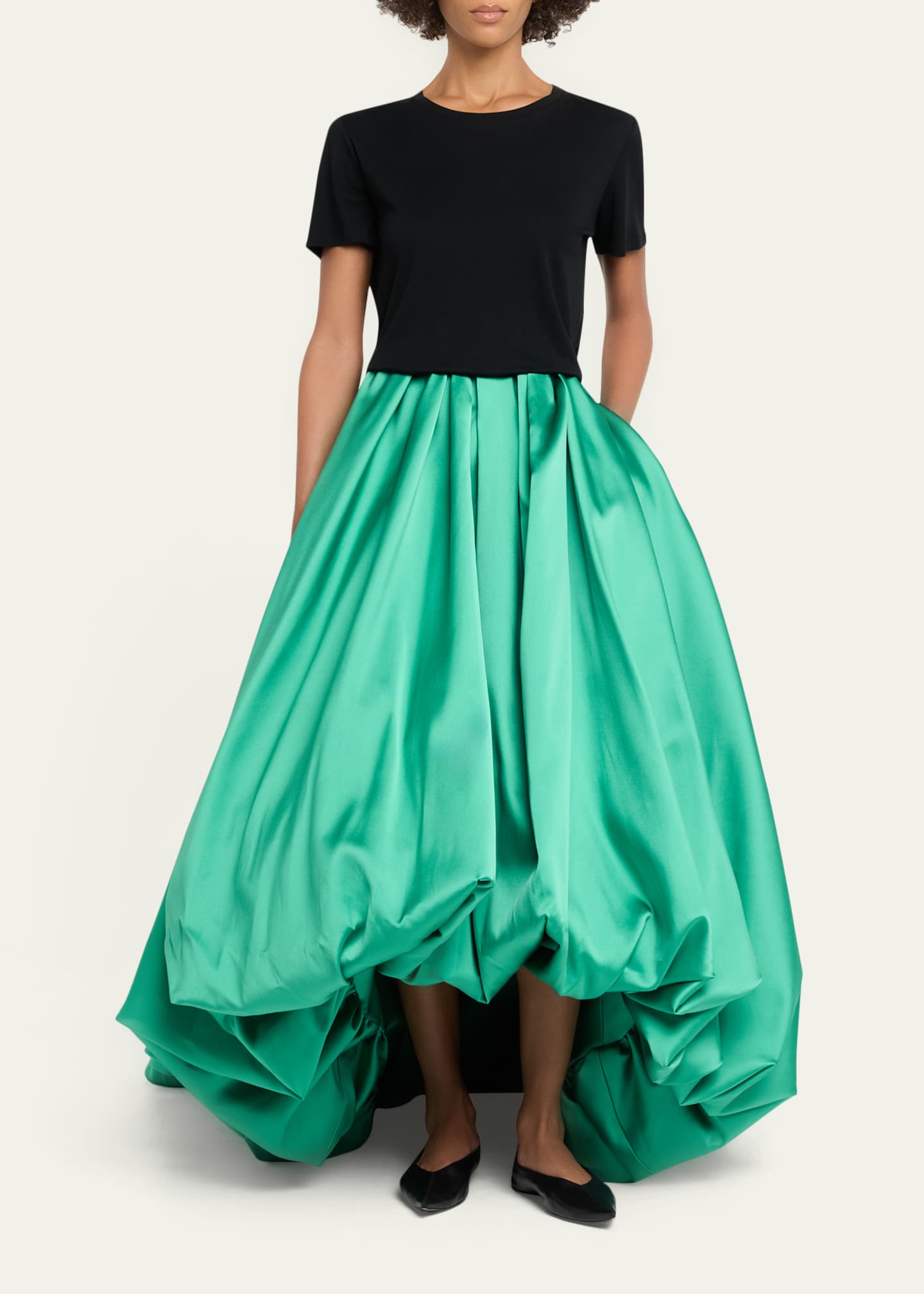 Balenciaga Scuba Satin Pleated Midi Balloon Skirt - Bergdorf Goodman