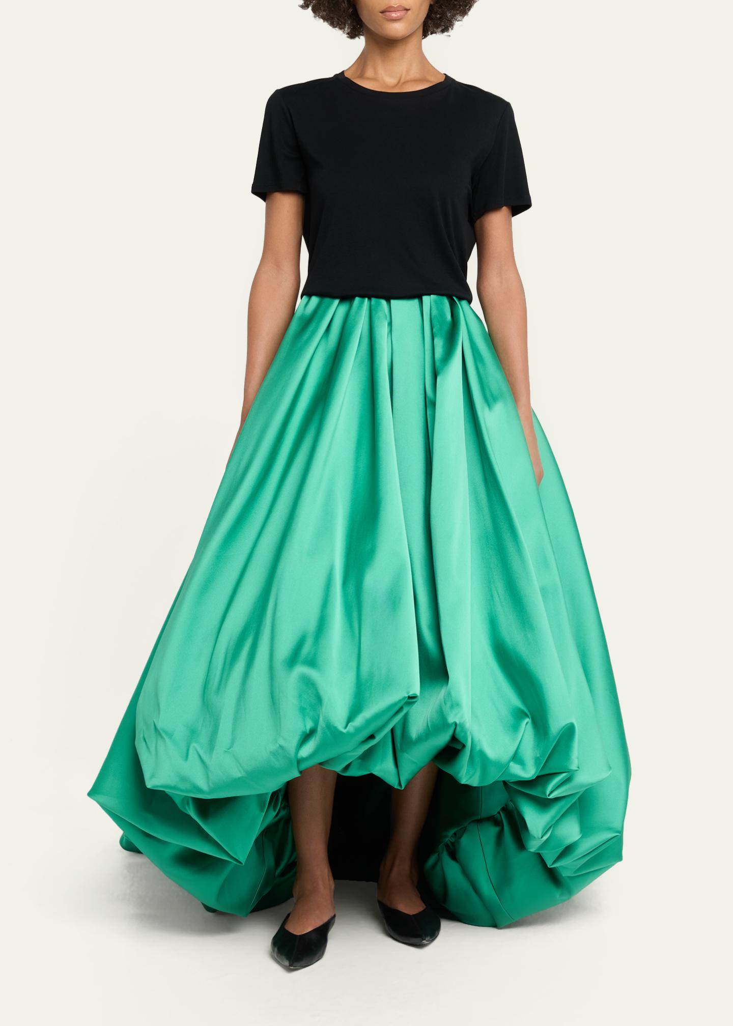 Balenciaga Scuba Satin Pleated Midi Balloon Skirt - Bergdorf Goodman