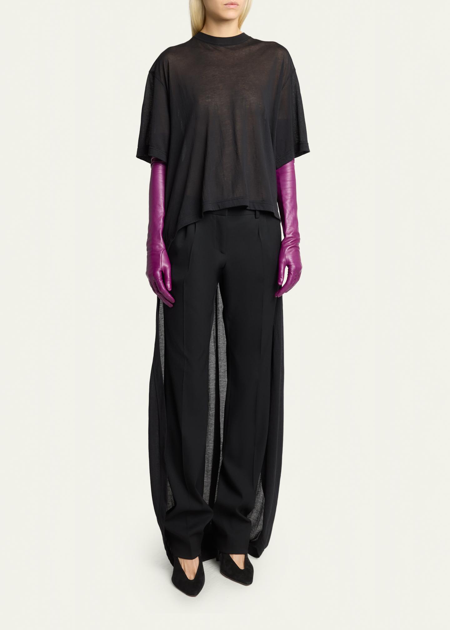 Balenciaga Transparent Jersey Short-Sleeve Train T-Shirt