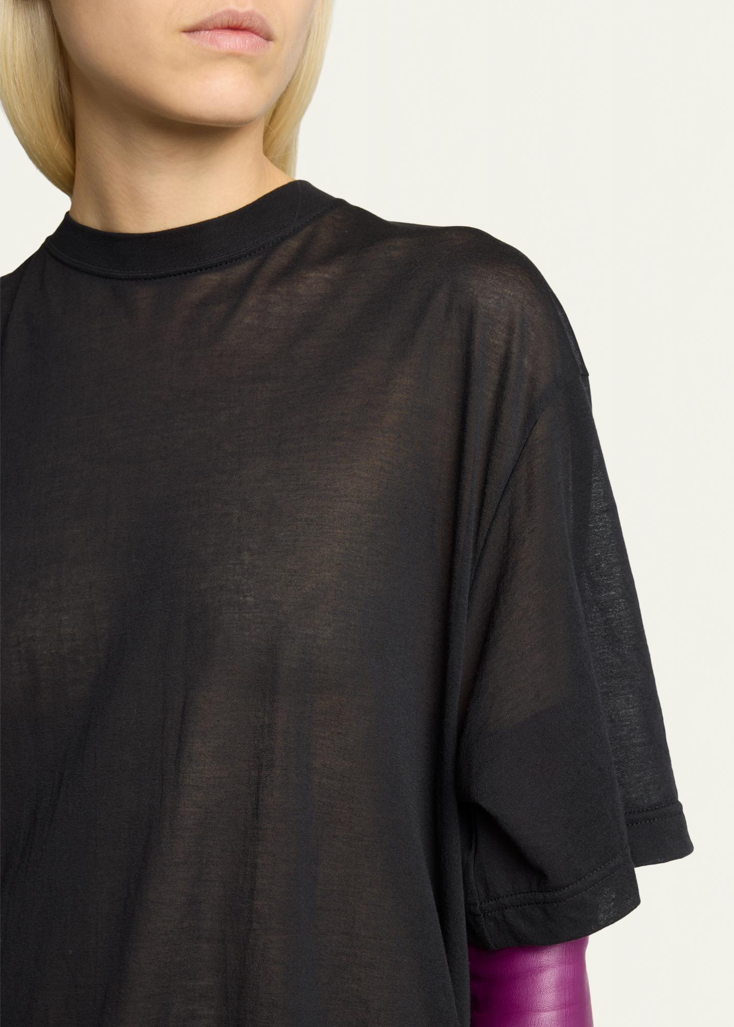 Balenciaga Transparent Jersey Short-Sleeve Train T-Shirt