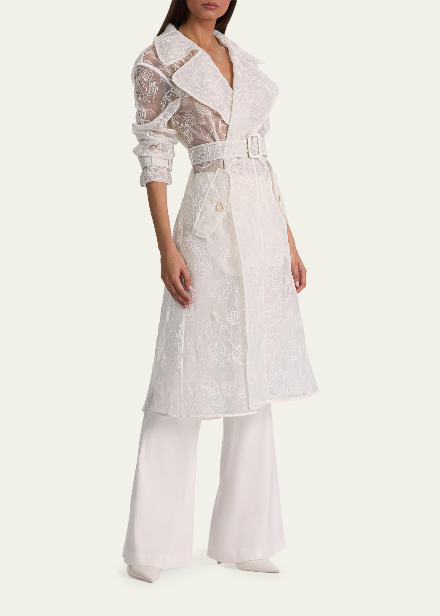 ALICE + OLIVIA Nevada Embroidered Sheer Trench Coat - Bergdorf Goodman