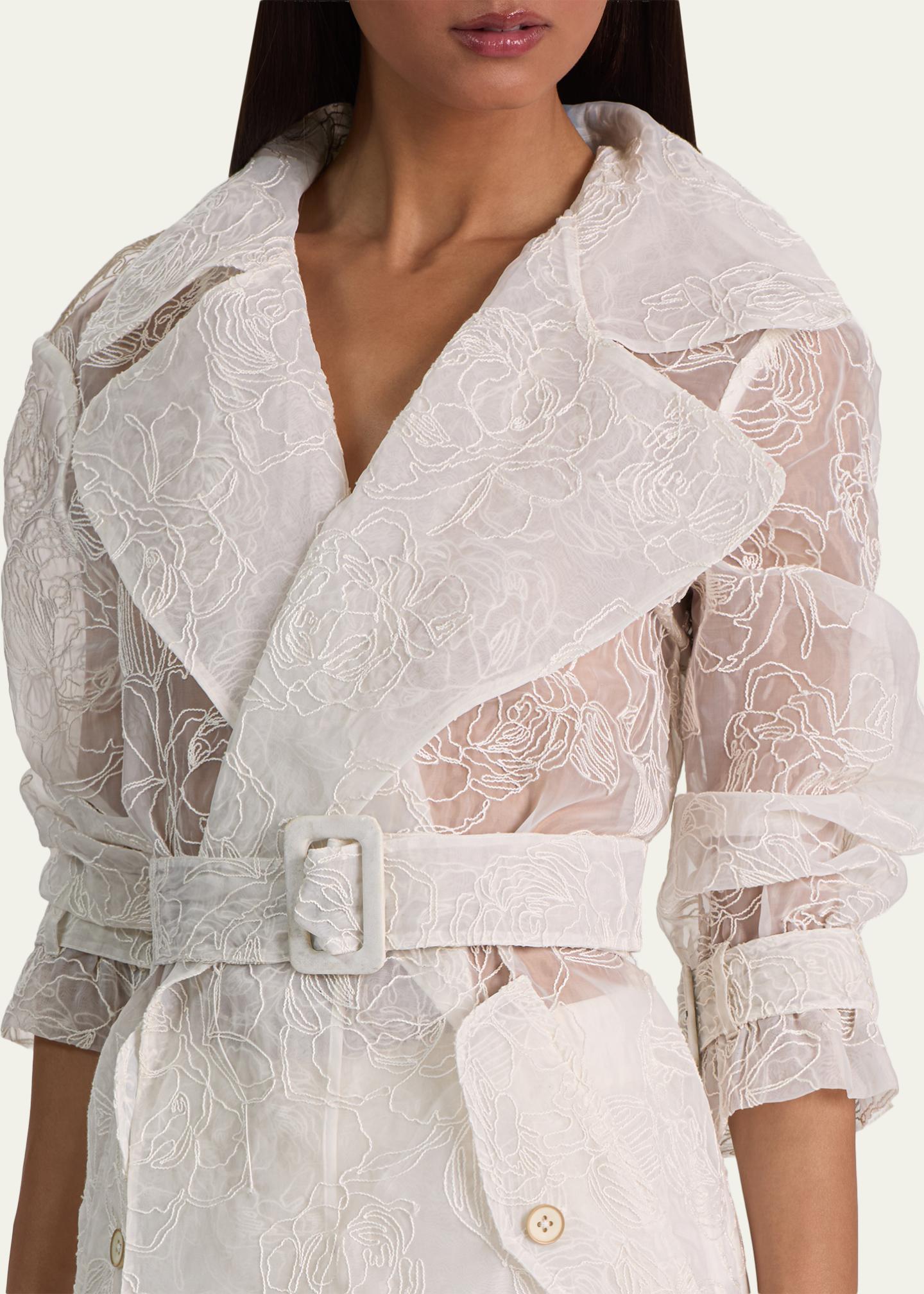 ALICE + OLIVIA Nevada Embroidered Sheer Trench Coat - Bergdorf Goodman