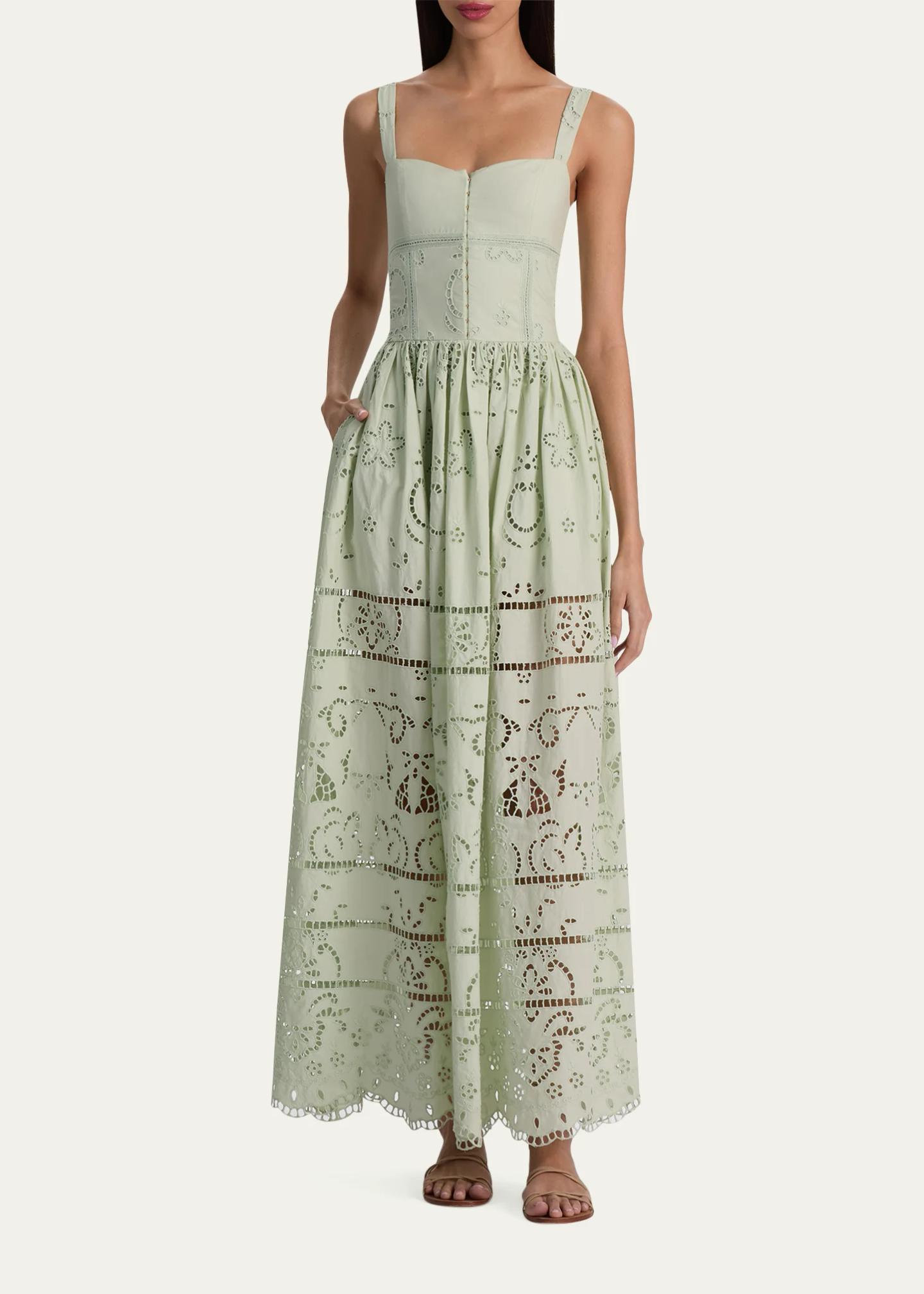 alice and olivia green maxi dress + Anya Embroidered Formal dress