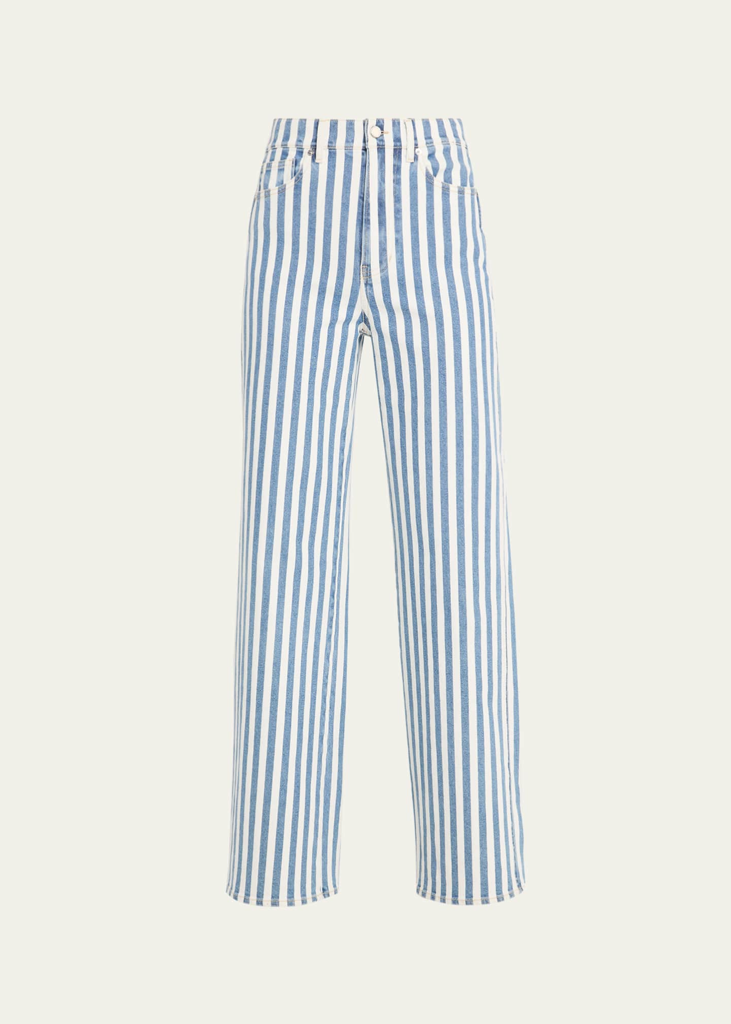 Veronica Beard Taylor High-Rise Wide-Leg Striped Jeans - Bergdorf