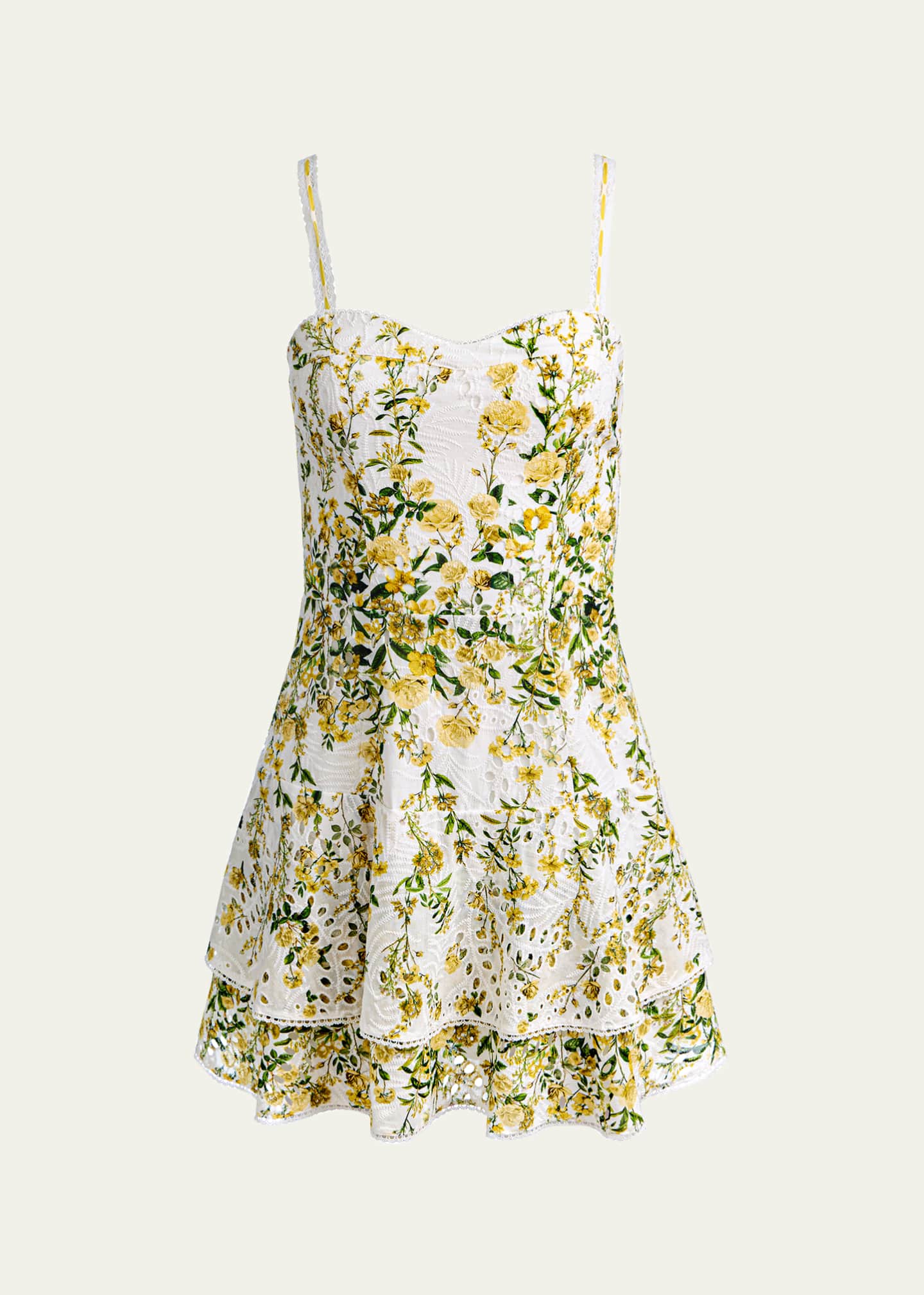 alice and olivia embroidered mini dress VERNITA EMBROIDERED MINI DRESS in OFF WHITE