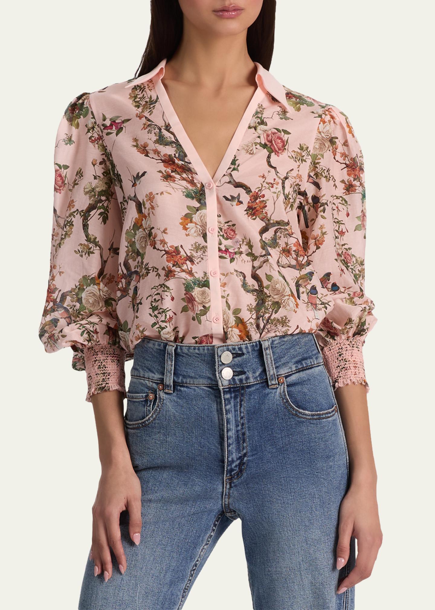 ALICE + OLIVIA Charis Floral Button-Front Blouse - Bergdorf Goodman