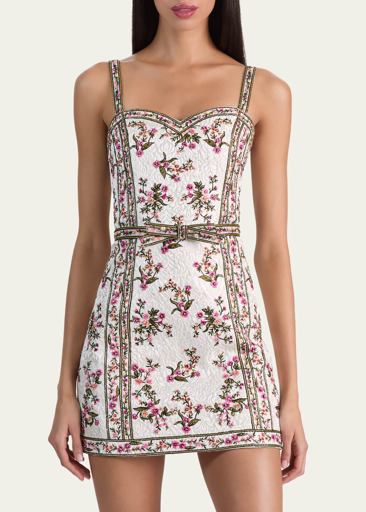 Alice + Olivia Katia Embroidered Mini Gown, Size 10