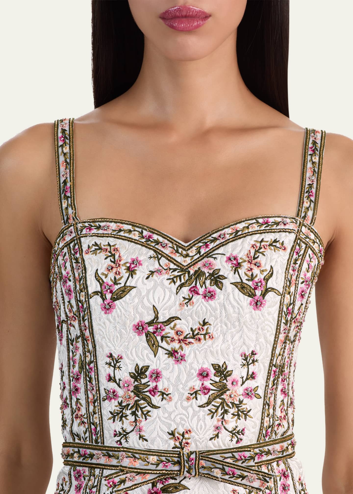 jacquard embroidered dress Sheath/Column Scoop Jacquard Mother of the Bride Dresses Floor-Length Floral 3/4 Sleeves Ruffles main image 0
