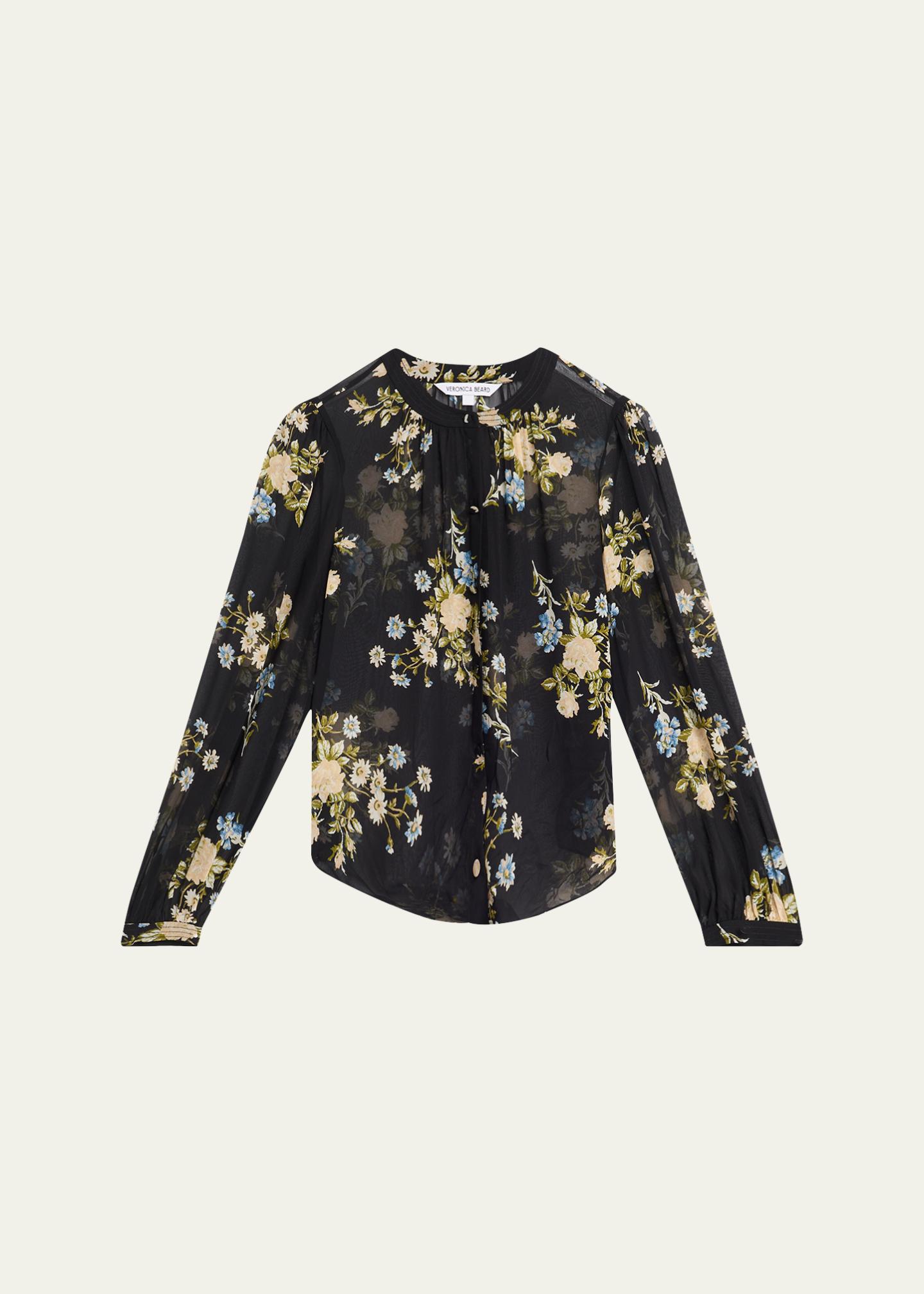 Veronica Beard Ashlynn Floral Silk Blouse