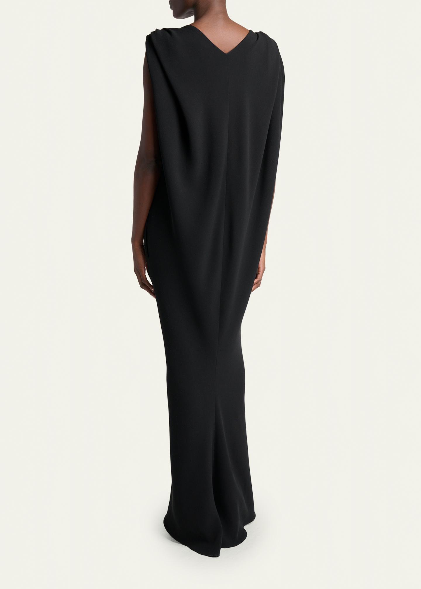 balenciaga grey dress Sleeveless Silk-Wool Crepe Sack Maxi model:emily