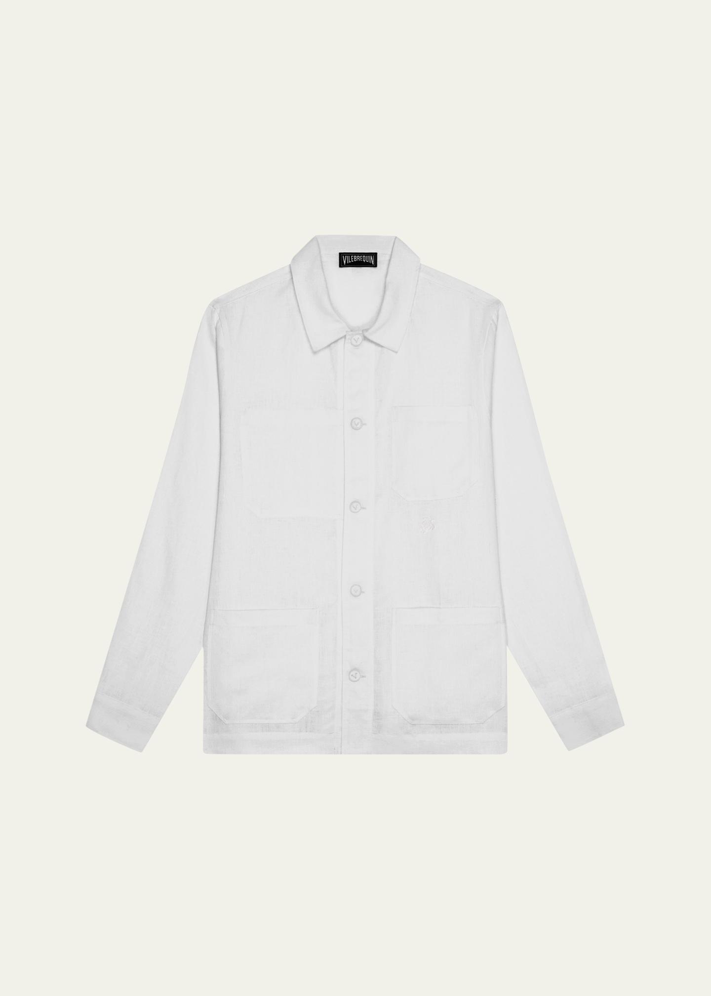 Vilebrequin Men's Linen Patch-Pocket Overshirt - Bergdorf Goodman