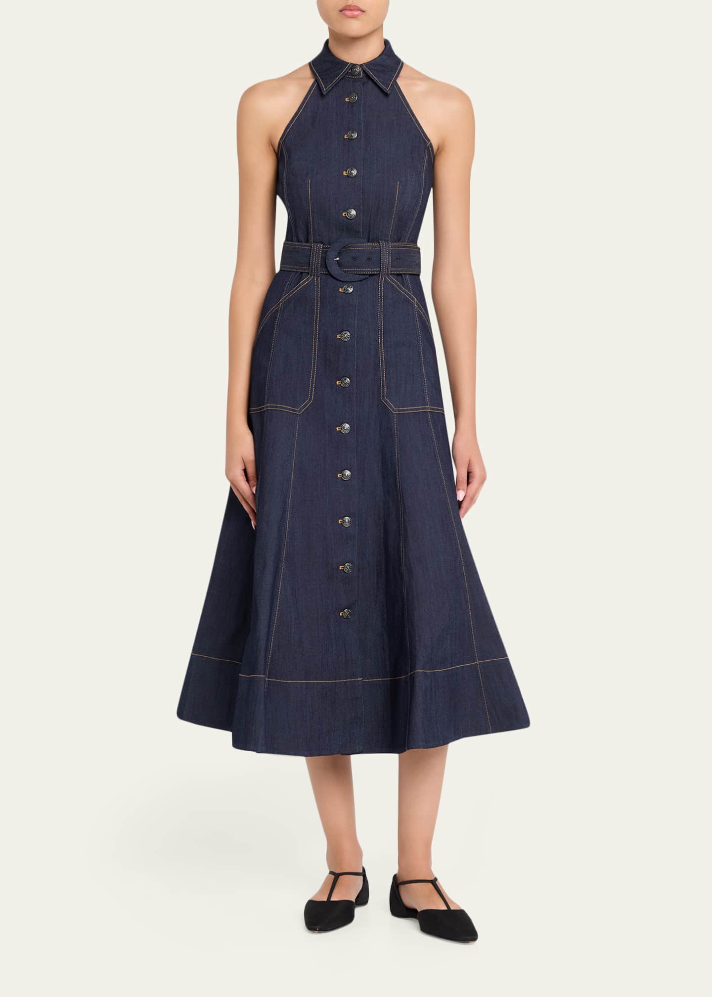 cinq a sept vega denim midi dress Cinq a Sept Vega Denim Midi Dress