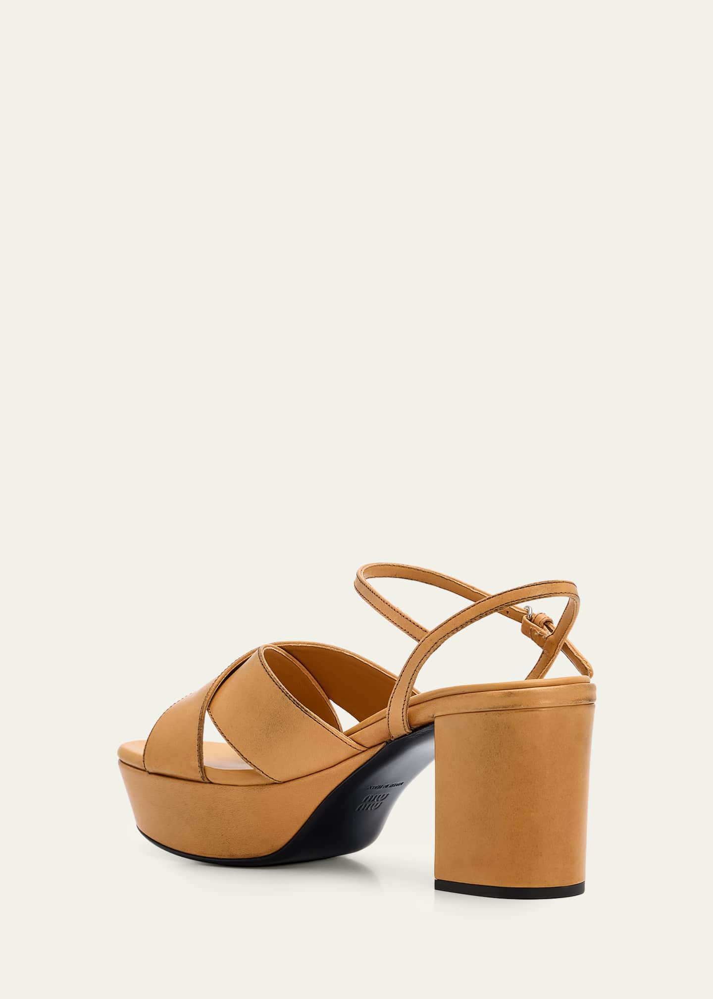 Miu Miu Waxed Leather Platform Sandals - Bergdorf Goodman