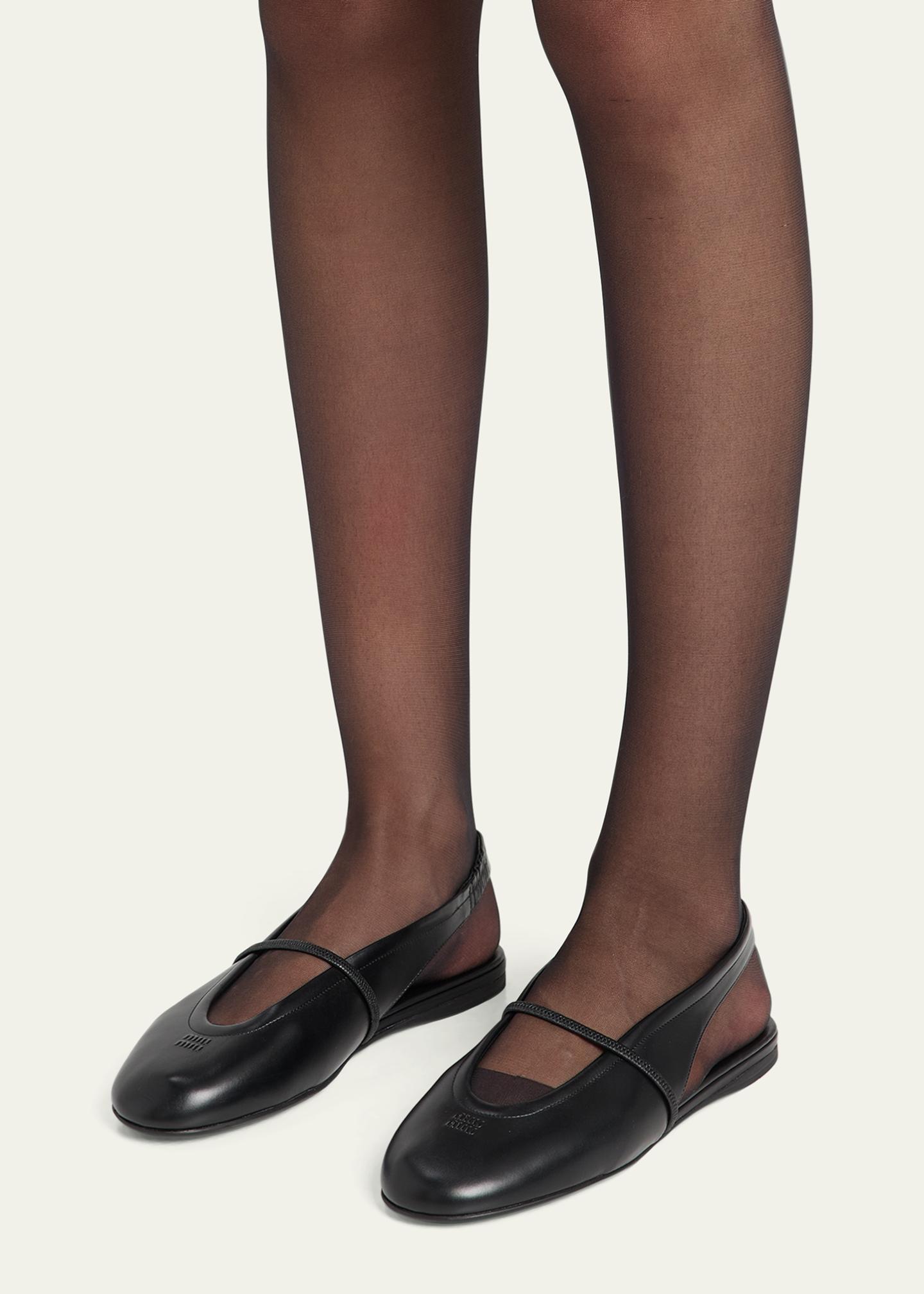 Miu Miu Leather Slingback Mary Jane Ballerina Flats - Bergdorf Goodman