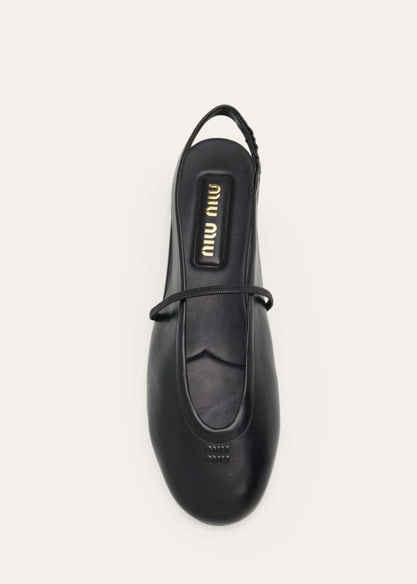 Miu Miu Leather Slingback Mary Jane Ballerina Flats - Bergdorf Goodman