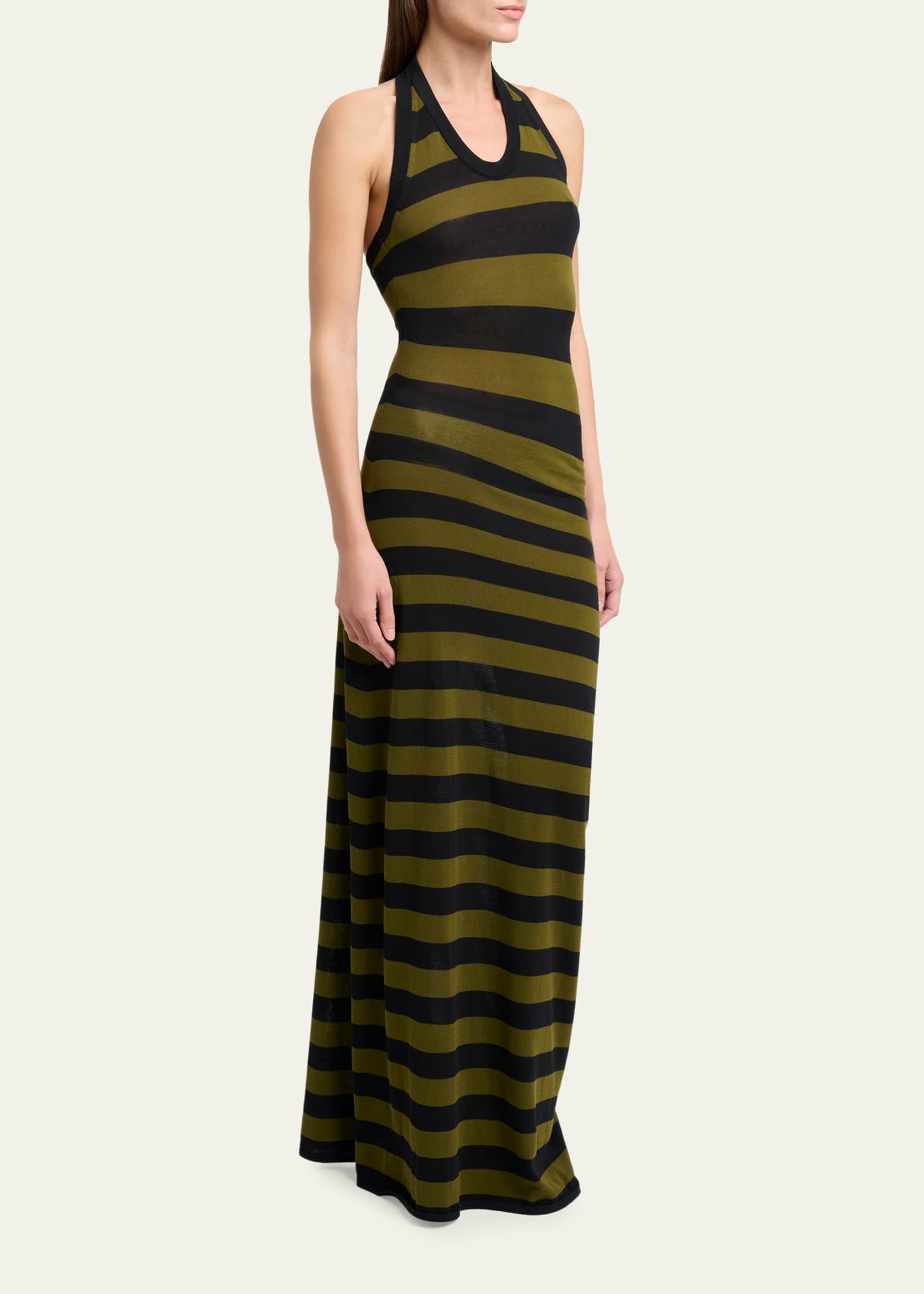 Proenza Schouler Frann Striped Cotton Long Halter Dress - Bergdorf Goodman