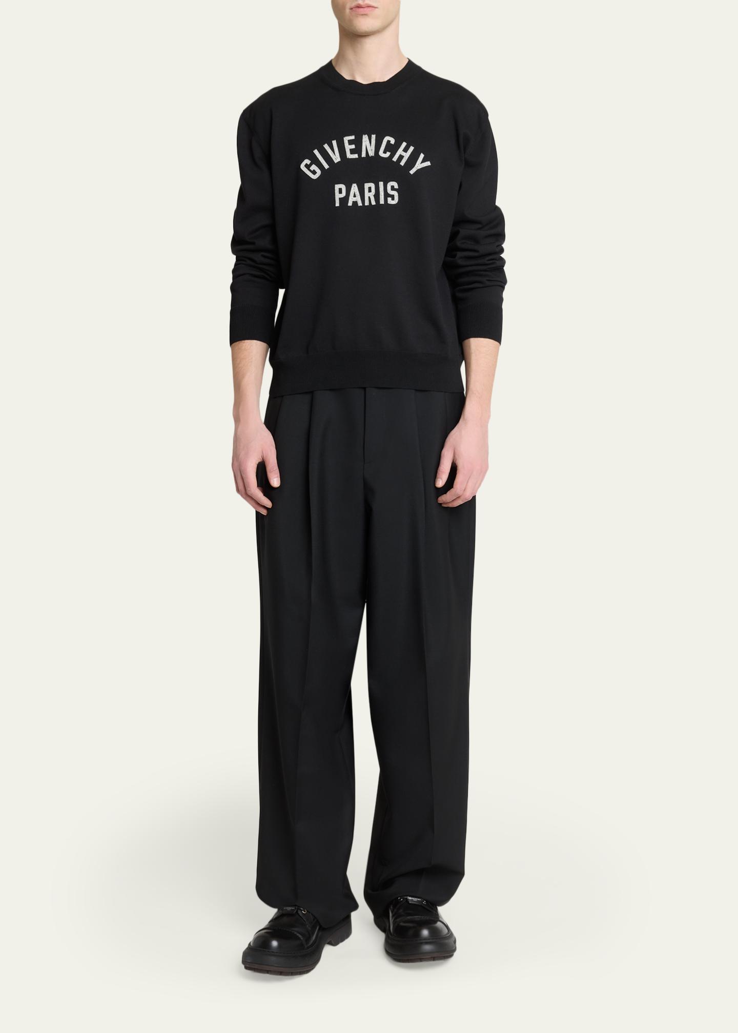 Givenchy Men's Embroidered Logo Cotton Crewneck Sweater - Bergdorf