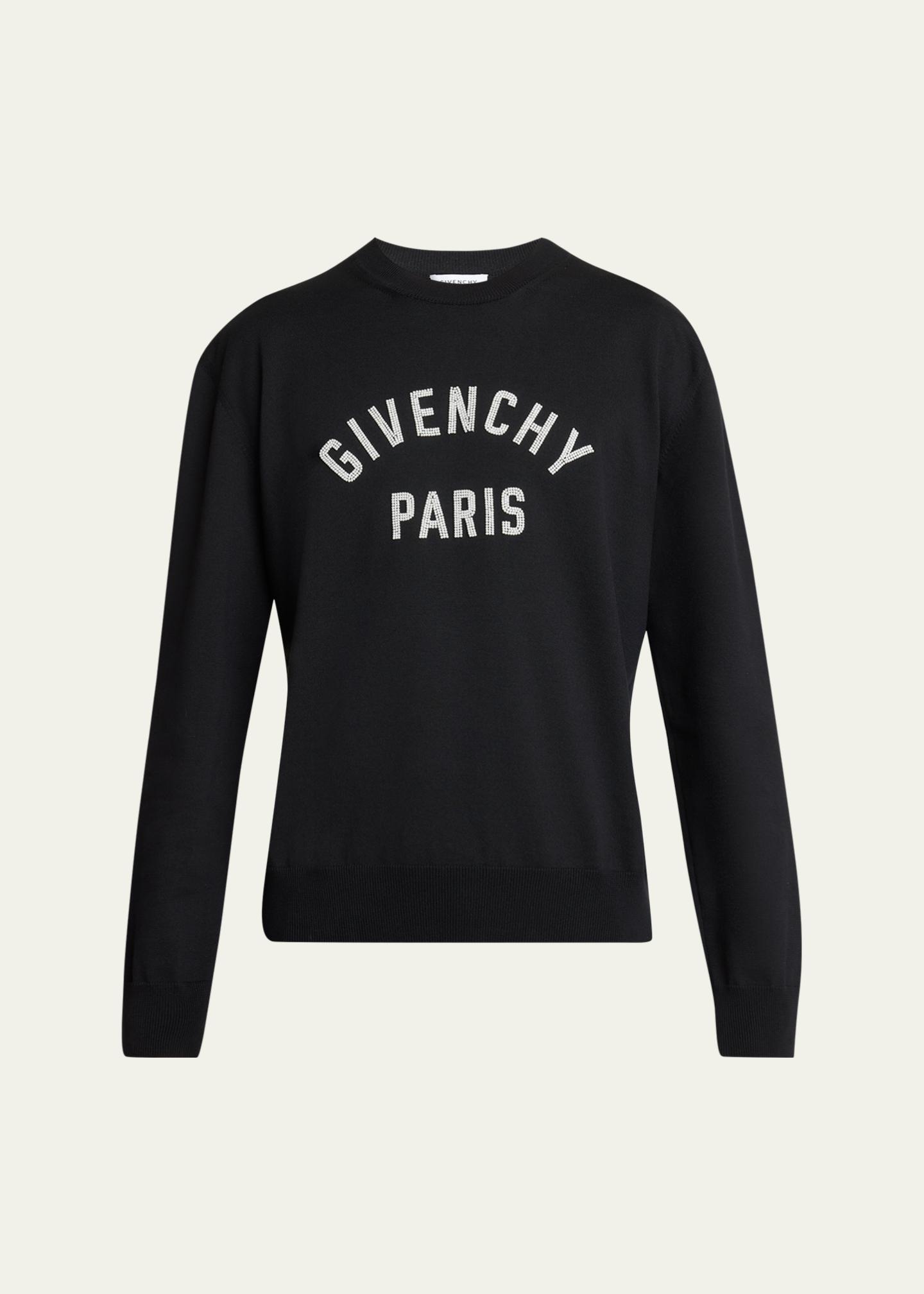 Givenchy Men's Embroidered Logo Cotton Crewneck Sweater - Bergdorf