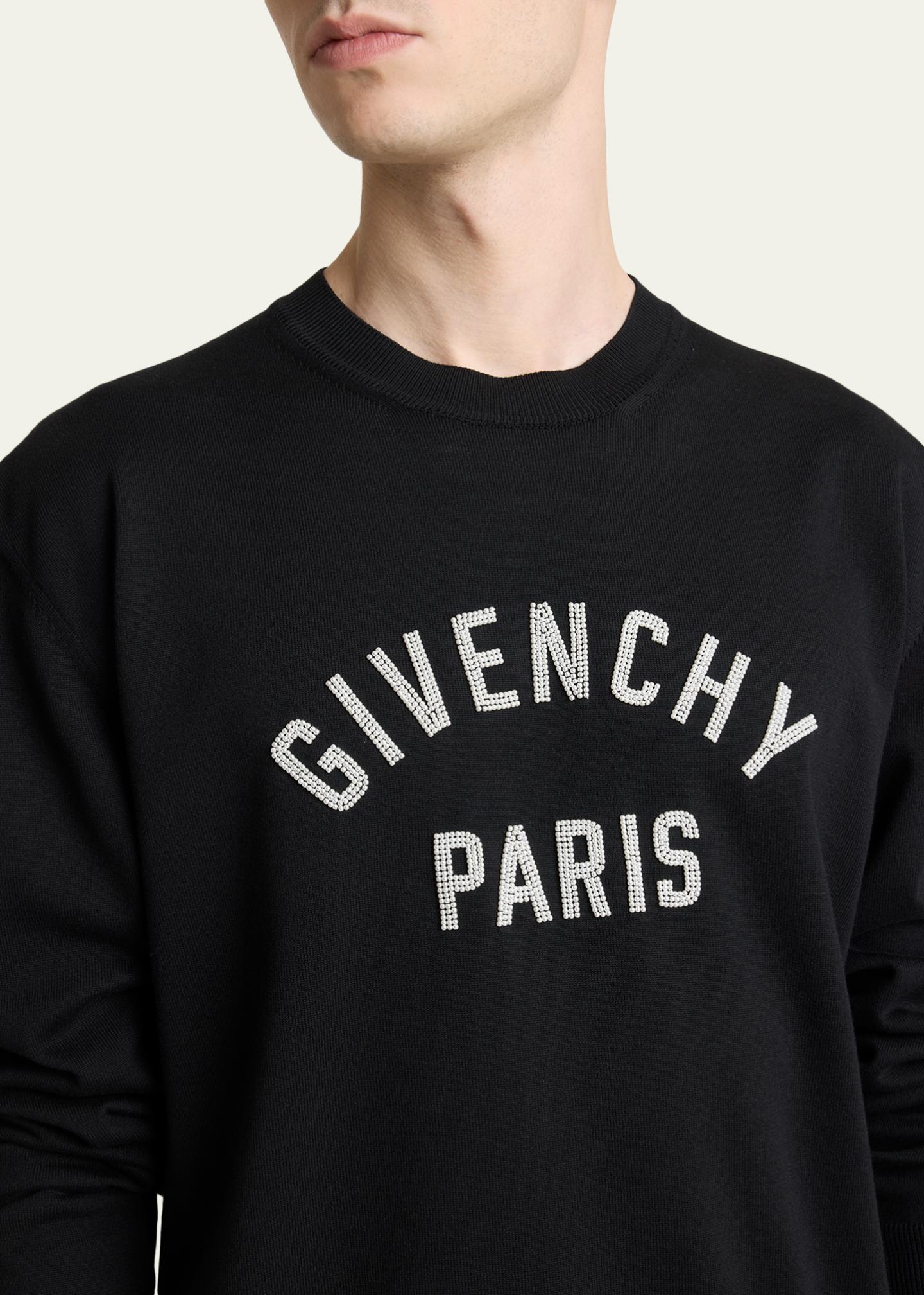 Givenchy Men's Embroidered Logo Cotton Crewneck Sweater - Bergdorf